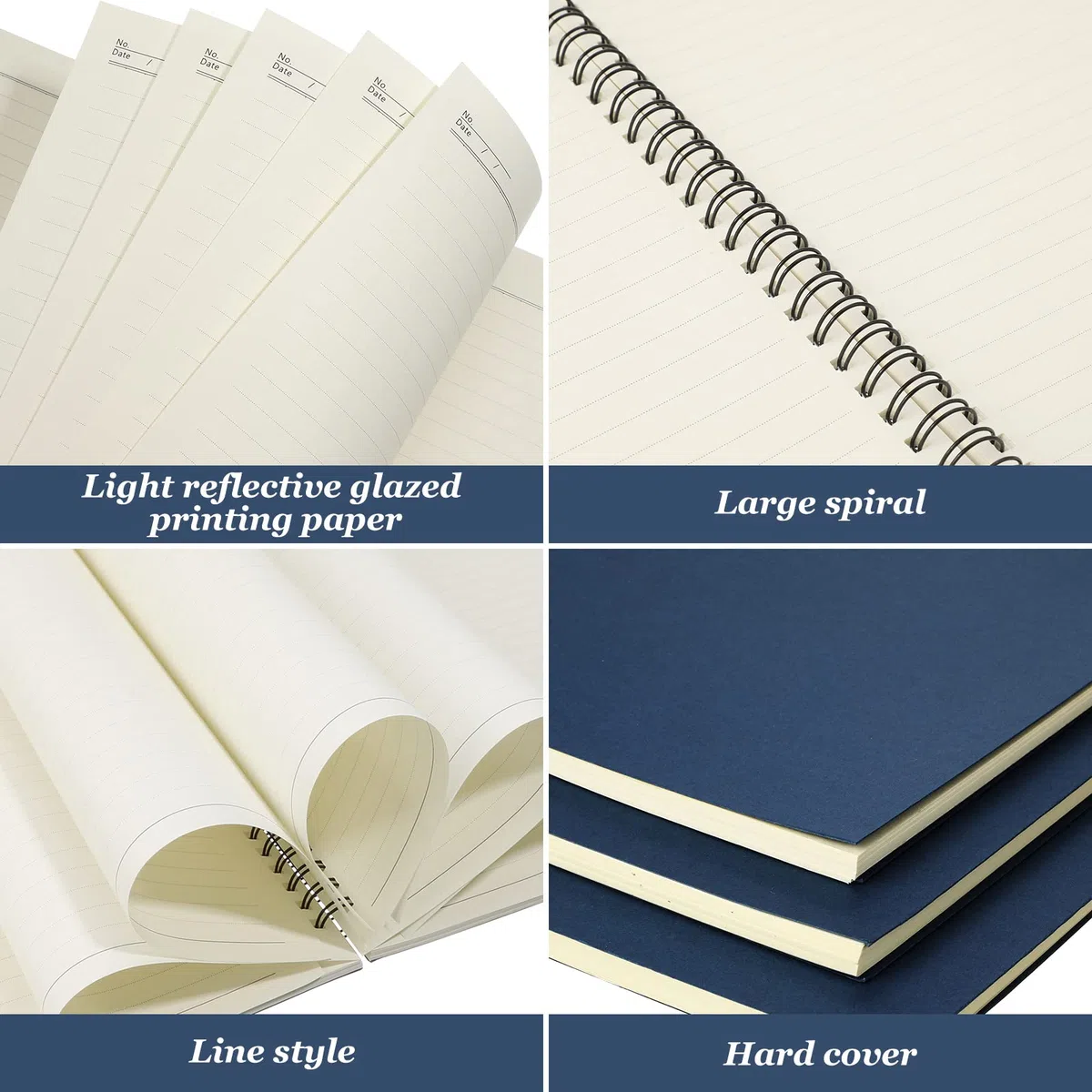 Paquete de 6 cuadernos en espiral B5, papel rayado en espiral, 70 hojas, 140 páginas, cuaderno en espiral de alambre de 10.5 x 7.3 pulgadas, cuaderno de notas de tapa dura, cuaderno de bocetos para