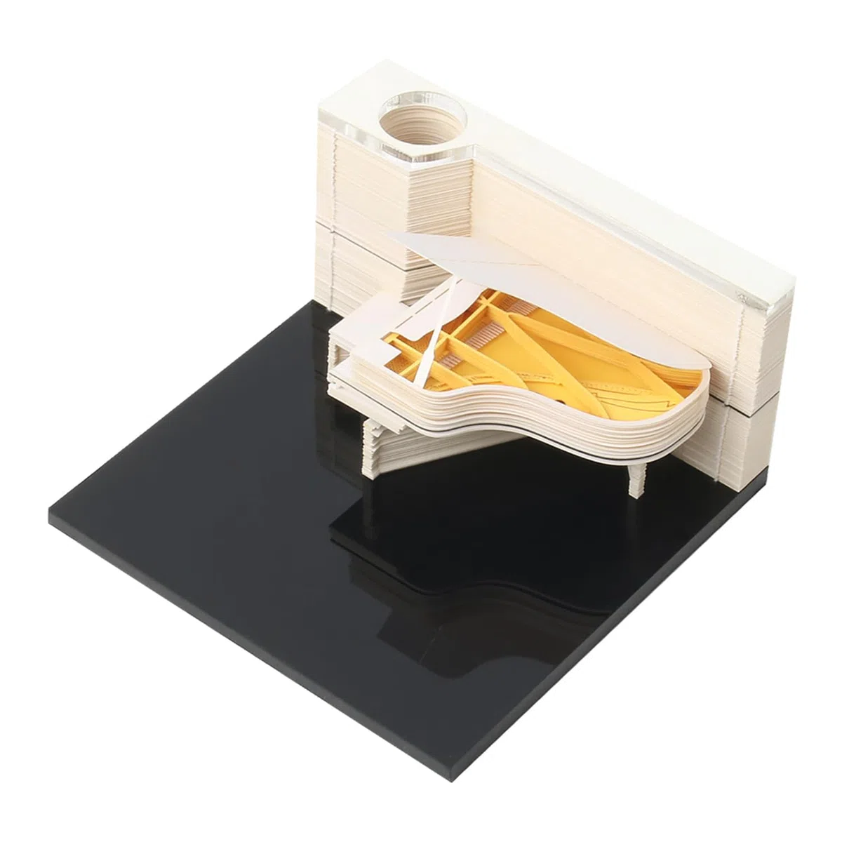 Bloc de notas adhesivas 3D para piano, 150 hojas, bloc de notas 3D de arte musical, bloc de notas 3D para niños/amantes/amigos/esposa/estudiante regalos (blanco)