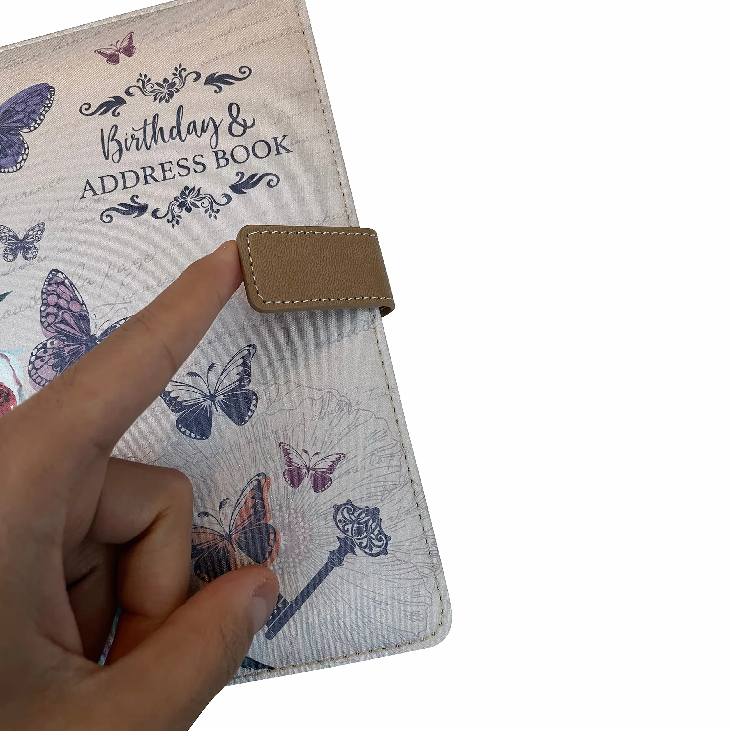 Libro de direcciones telefónicas y de cumpleaños, índice A-Z, bonita cubierta de tela estilo vintage, tamaño A5, cubierta acolchada suave, libro de direcciones y cumpleaños con cierre magnético,