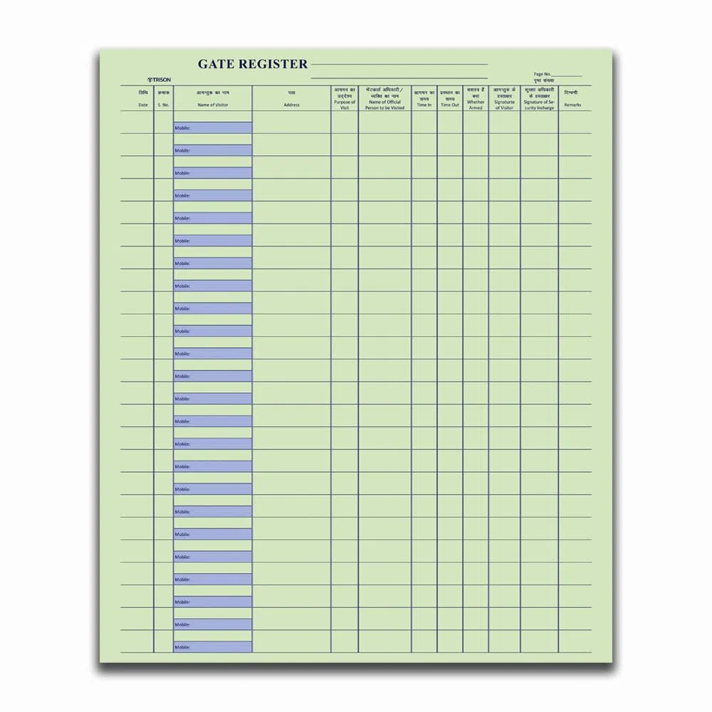 Trison Registro de entrada para puerta, 768 páginas, papel de contabilidad verde, orientación horizontal, 21,5 x 34 cm, lona roja, tapa dura, Quire 12, paquete de 1