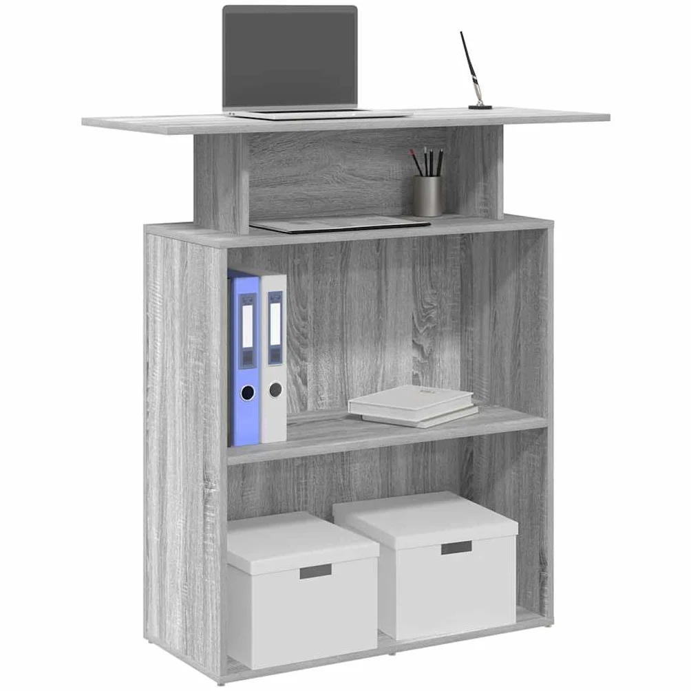 vidaXL Mostrador Recepción Sonoma Gris 100x40x104cm Madera Ingeniería