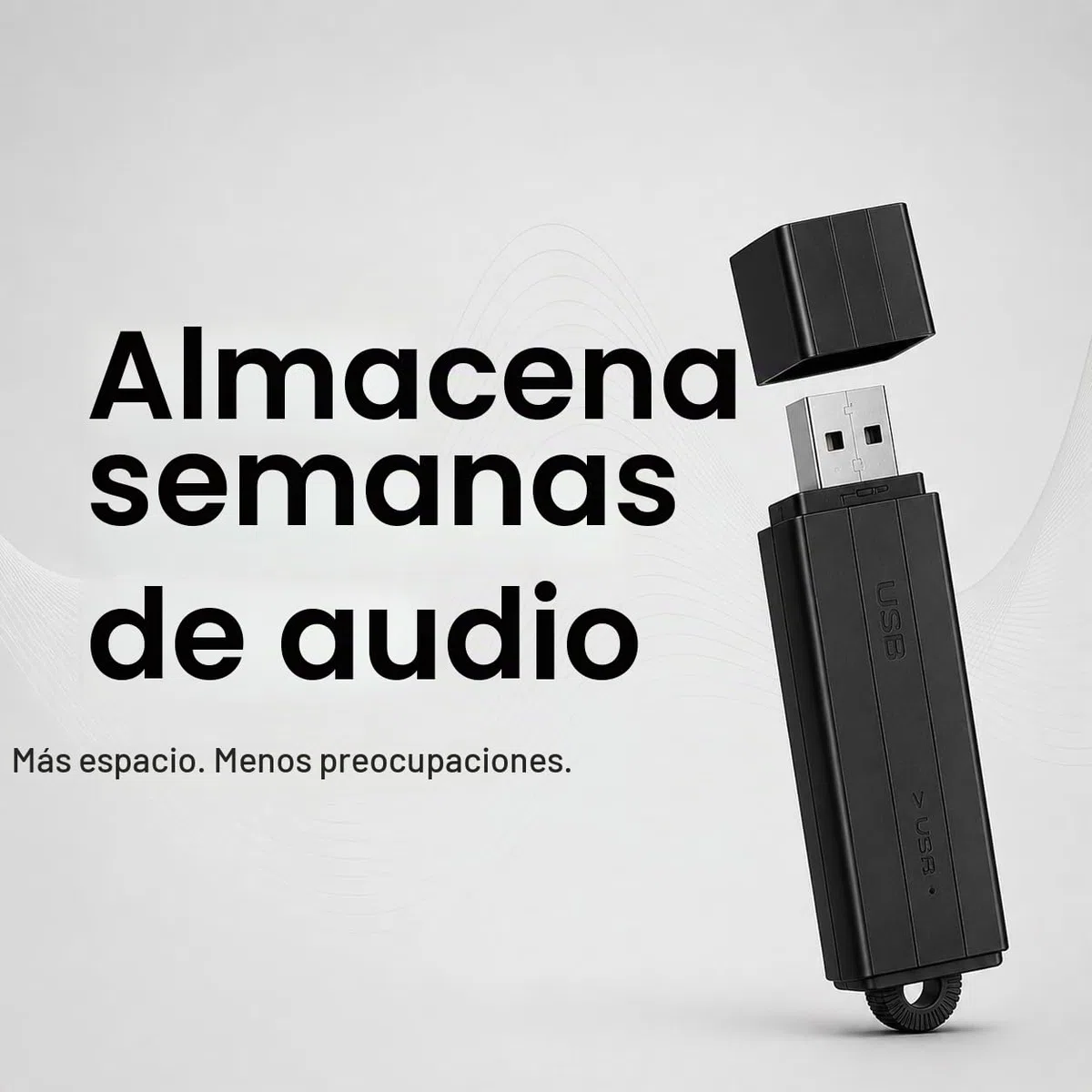 Grabadora de Audio compacta con activación por Voz – 288 Horas de Almacenamiento, 24h de grabación Continua y 25 días en Espera | Sello de Fecha y Hora | Uso Sencillo