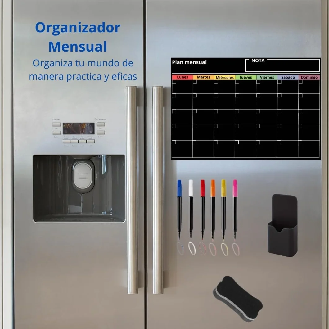Calendario Magnetico Nevera Planificador Mensual Pizarra Magnetica 5 Rotuladores Borrador