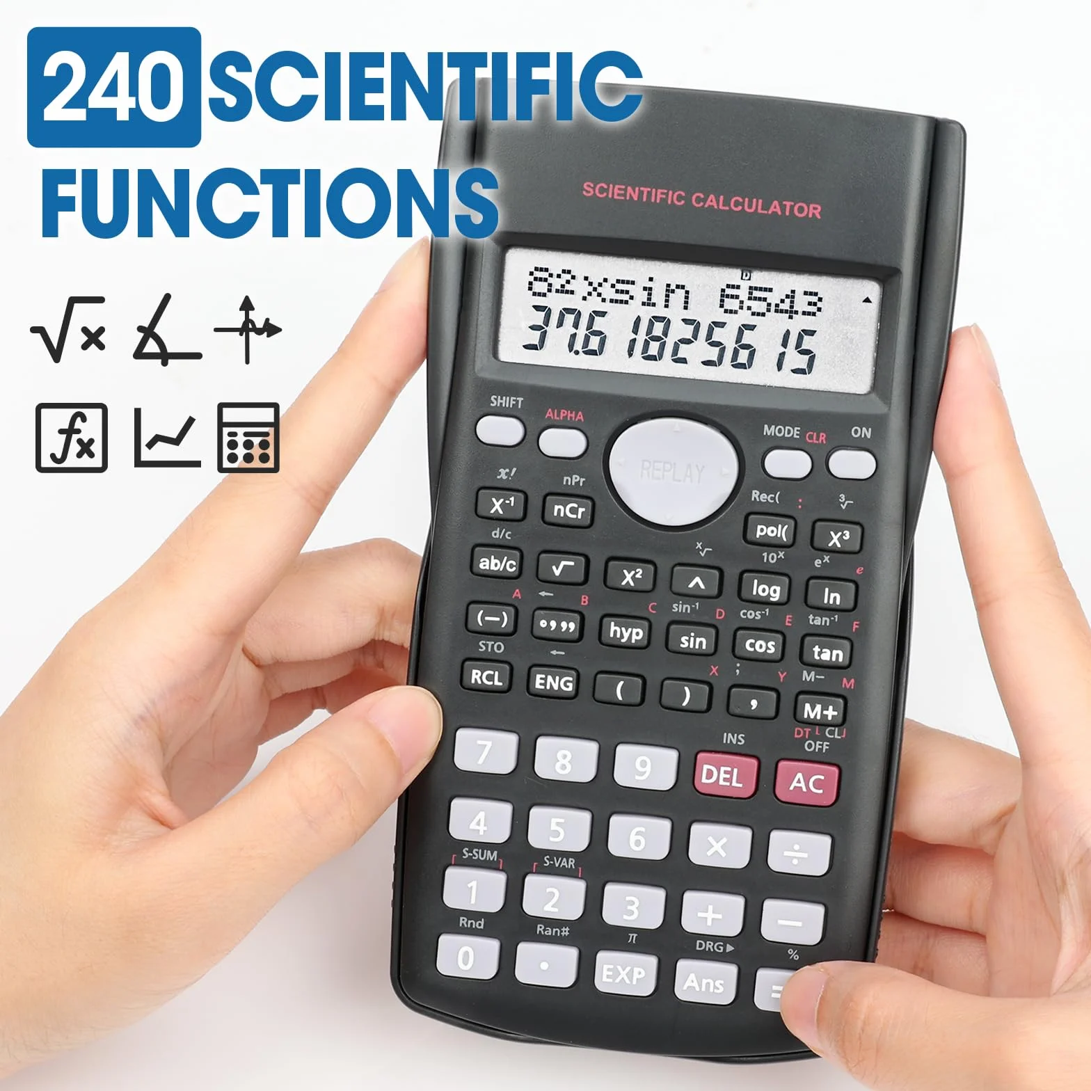 Paquete de 30 calculadoras científicas, pantalla grande de 2 líneas, 240 funciones, calculadoras científicas para estudiantes, calculadora de fracción de álgebra matemática para escuela secundaria