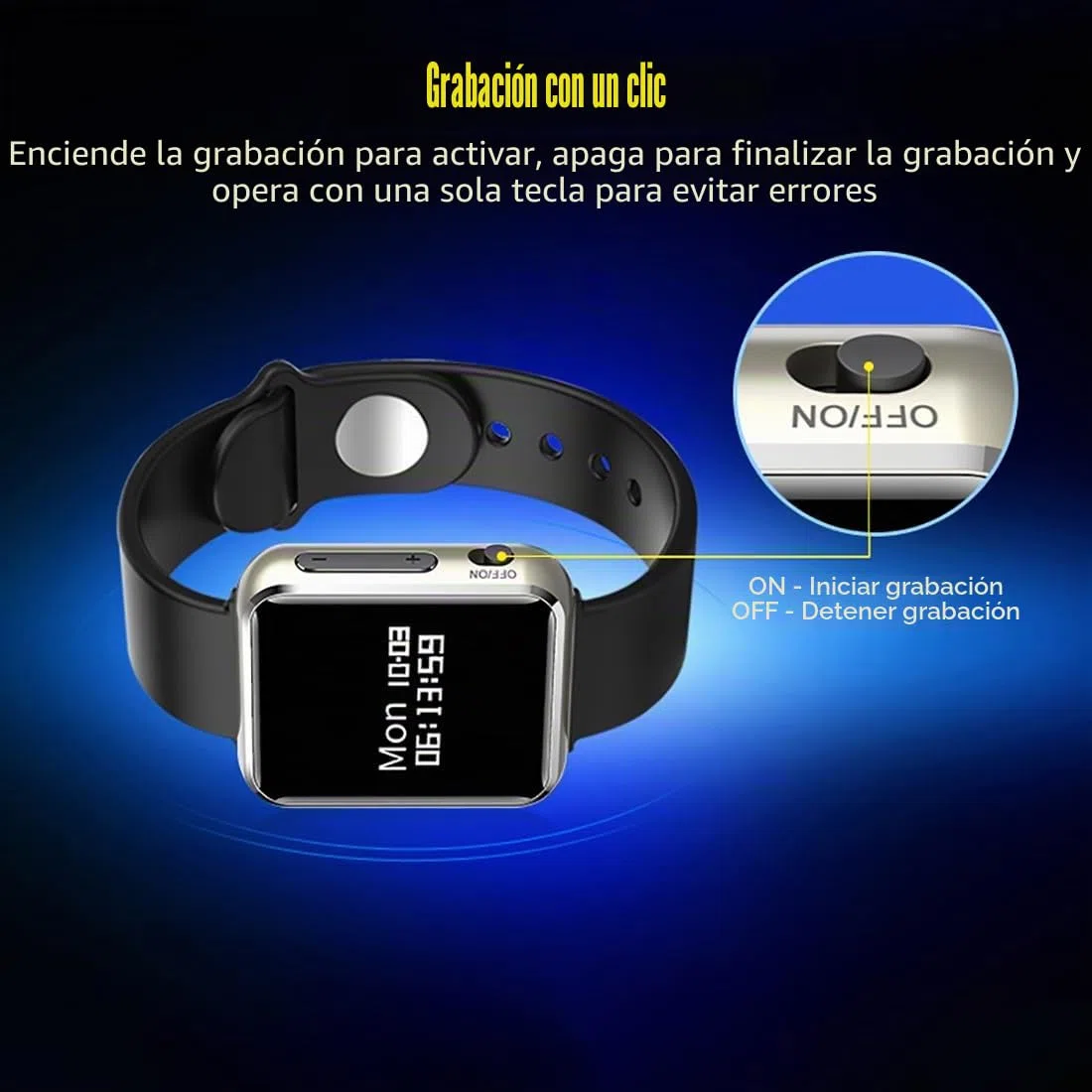 Reloj Grabador De Voz Digital,Mini Grabadora De Voz, Pulsera De Grabación De Audio De Voz Con Cancelación De Ruido, 30 Días En Espera, Formato De Grabación WAV Con Auriculares Para Clase, Reunión ( Co