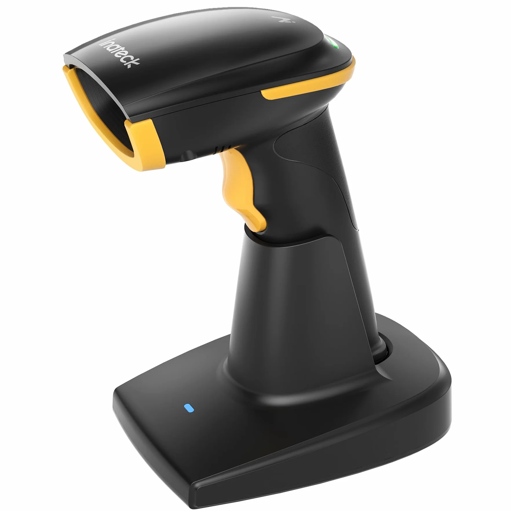 Inateck Escáner de Códigos de Barras Bluetooth 2D, Escáner QR Code 2D Inalámbrico con Batería de 2600 mAh y Base de Carga Inteligente, Escáner Portátil Compatible con AI, App, SDK, BCST-36