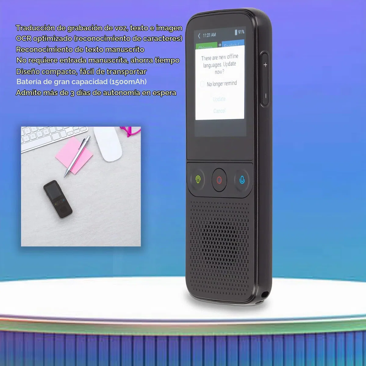 Dispositivo de Traducción de Idiomas, T10 Pro 137 Idiomas Traductor de Voz en Tiempo Real Traductor Inteligente Bidireccional para Viajes WiFi Y Traducción sin Conexión(Negro)