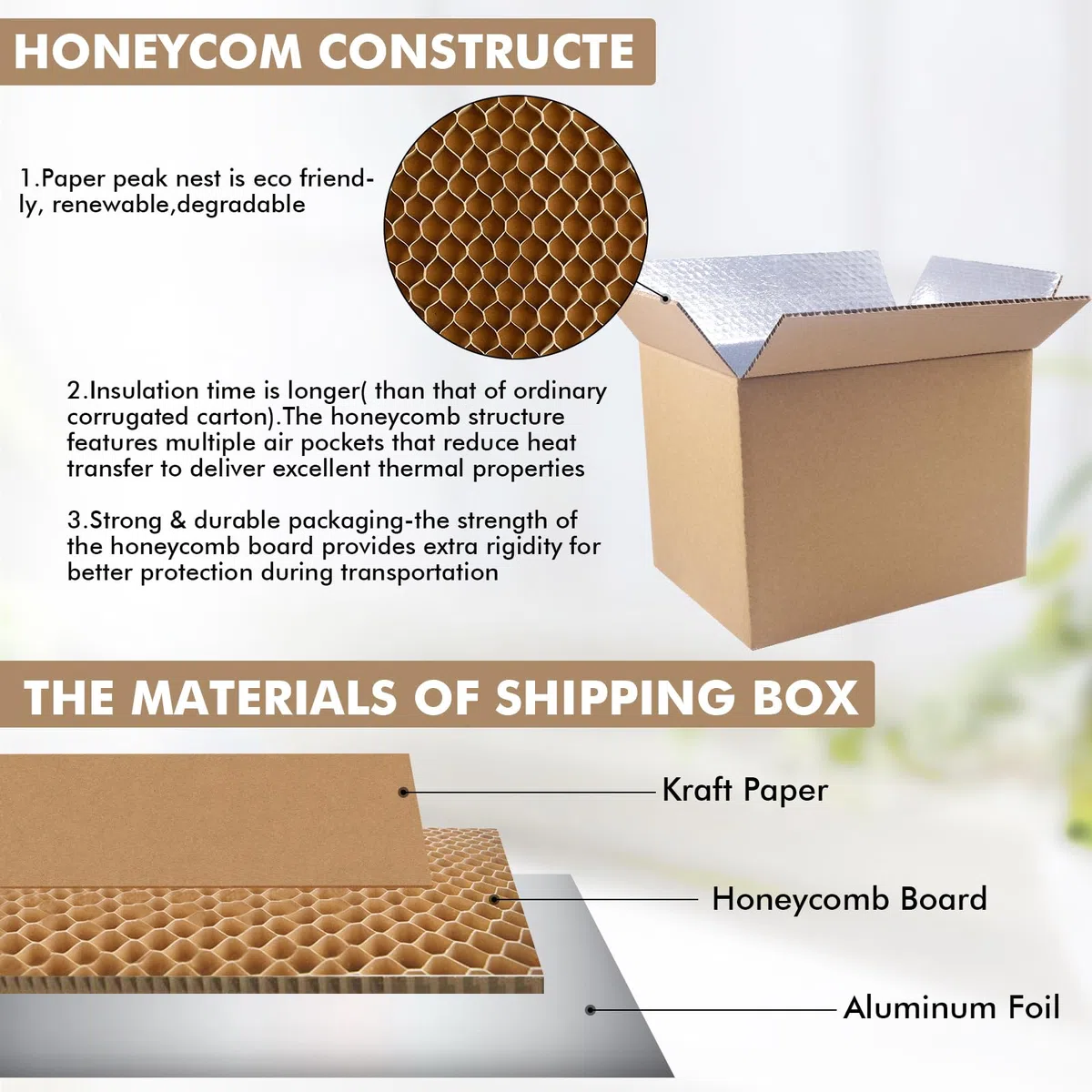 Cajas de envío aisladas para envío de alimentos congelados, 15.7 x 11.8 x 7.8 pulgadas (paquete de 6), kits de mudanza de cartón de aluminio grande para embalaje por correo, caja de envío