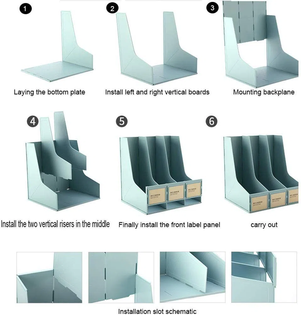 Estante para Documentos, archivador, Caja de Almacenamiento, Revista, Escuela, lápiz, Escritorio Plegable para papeleo (Color: Azul)