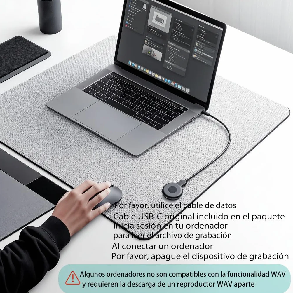 Grabadora de Voz Espía 64GB Recargable USB Activación por Voz Oculta para Clases Reuniones