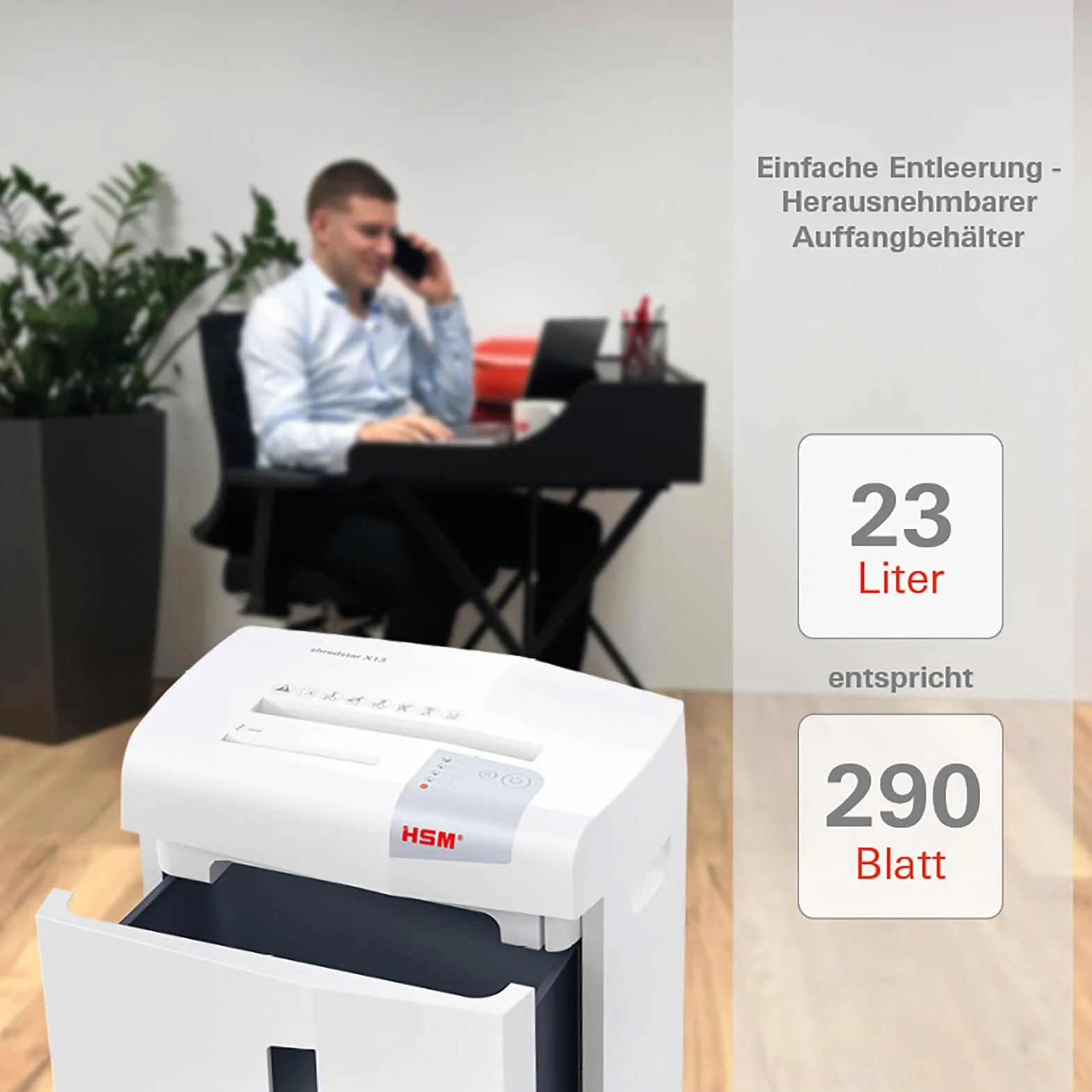 HSM Shredstar X13 - Destructora de documentos, 4 x 37 mm, color blanco plata