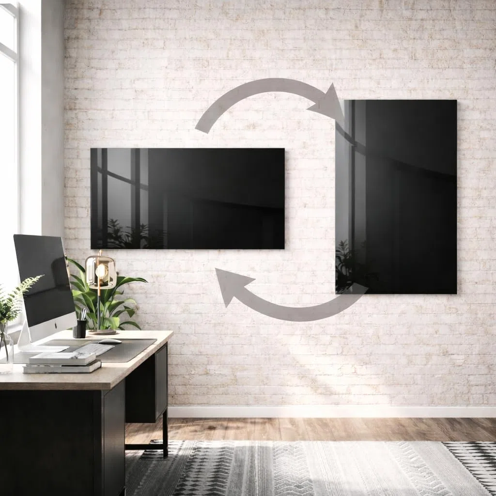 CRISTALIUM Pizarra Negra Magnética de Vidrio Templado | Pizarra Negra para Oficina y Casa | Incluye Accesorios y Kit de Montaje - 120x120 cm