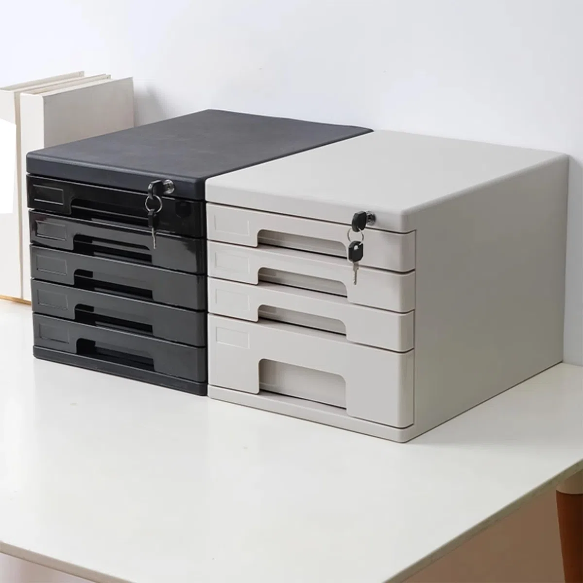 Organizador Escritorio Archivador De Documentos A4 De 4/5 Capas, Organizador De Escritorio Con Cerradura Y Cajones, Para Oficina Y Hogar, Soporte Seguro Para Papel Y Papelería(Grigio,4-layers)