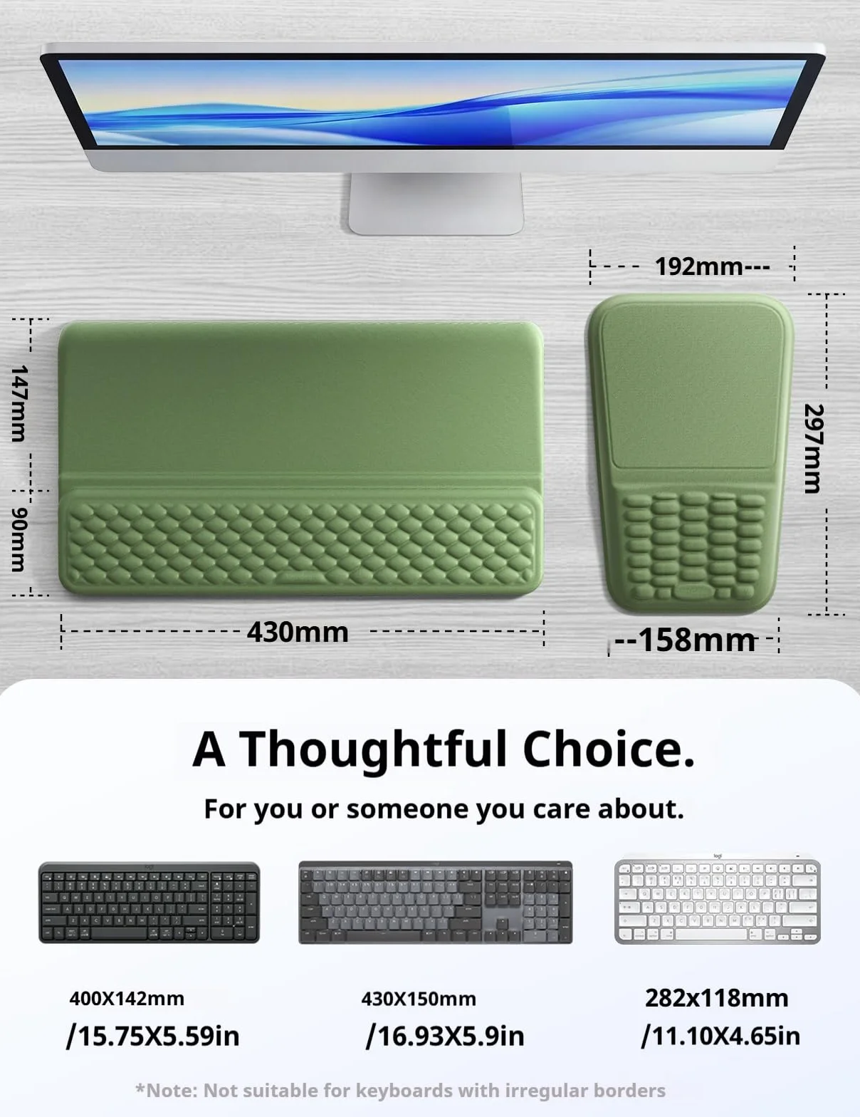 Vaydeer Juego de soporte para teclado y alfombrilla de mouse con reposamuñecas, soporte de muñeca de espuma viscoelástica suave, cojín ergonómico para escritorio, alivia el dolor del túnel carpiano