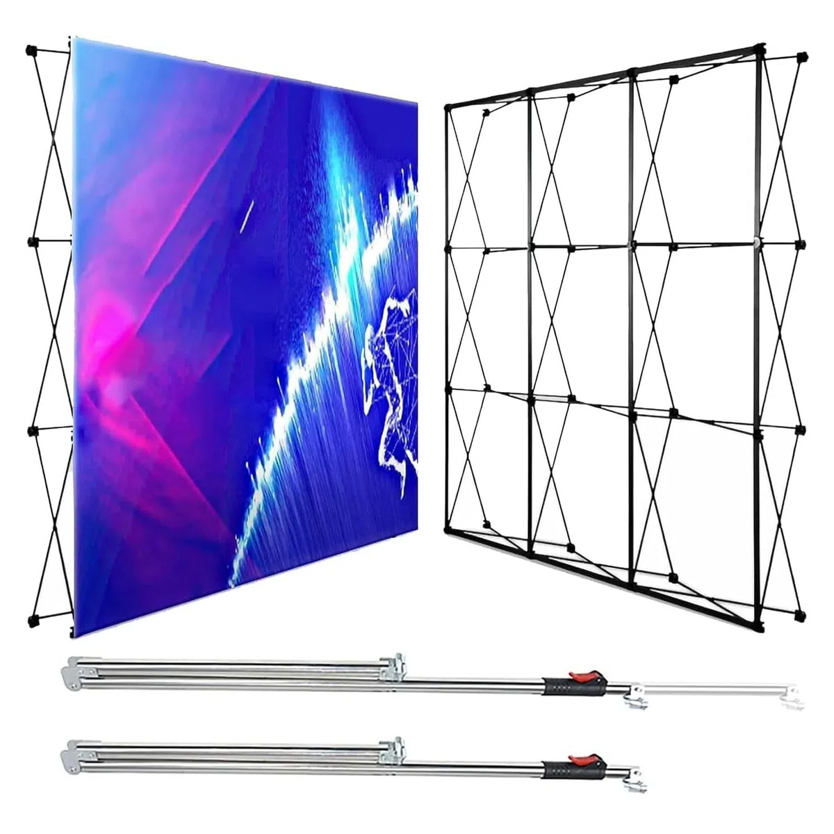 Soporte de Hierro para Carteles con Tiras de fijación, Barras de Soporte traseras para pancartas desplegables, fotografía de Bodas, Estructura Space Truss, Incluye Bolsa de Transporte, 300x3