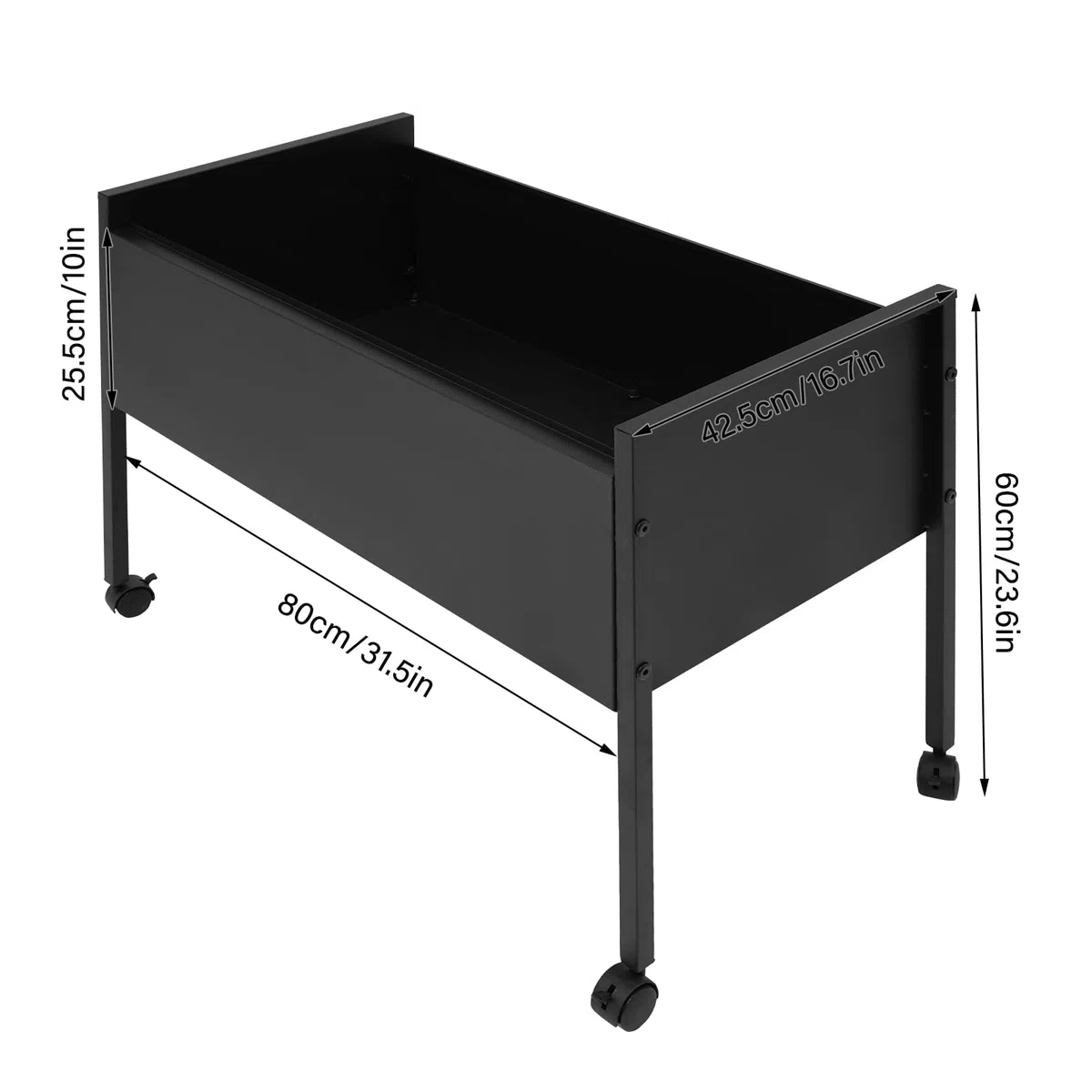 Carrito colgante para 100 archivadores colgantes, 80 x 42,5 x 60 cm, estantería para carpetas colgantes para oficinas, salas de conferencias, estudios
