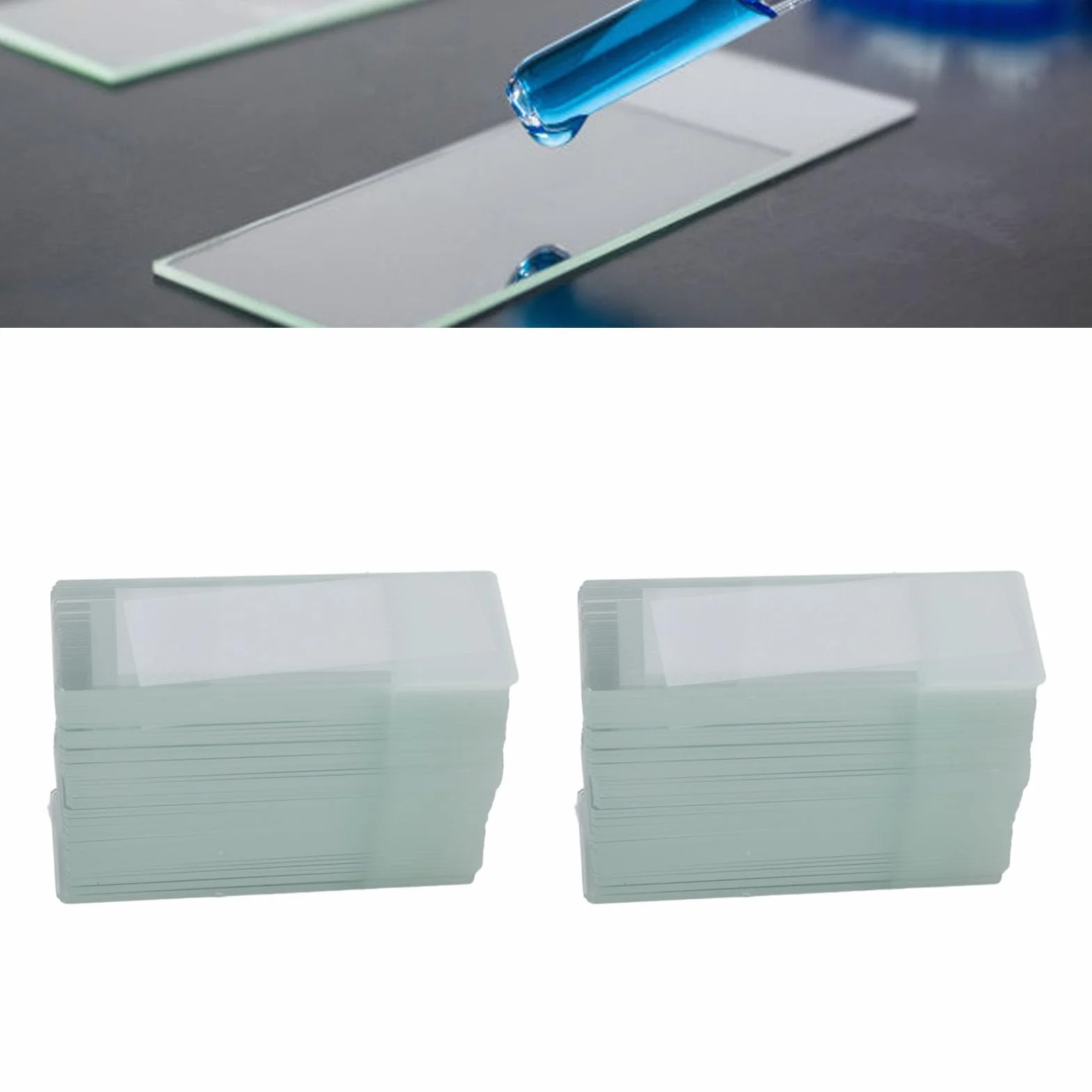 100 portaobjetos de microscopio, portaobjetos de esquina redondeada con bordes esmerilados, portaobjetos de vidrio prelimpiados para microscopio, adecuados para observación de (Grado estándar 1A5105)