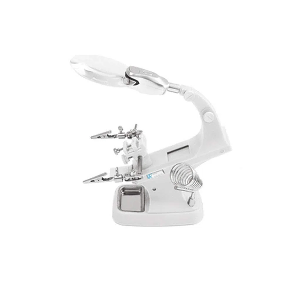 Lupa de Escritorio LED, Lupa de sobremesa con luz LED Manos Libres, Doble Lente 3X/4.5X con Clip metálico, Estante Ajustable para Lectura, Pasatiempos, Manualidades y Mes