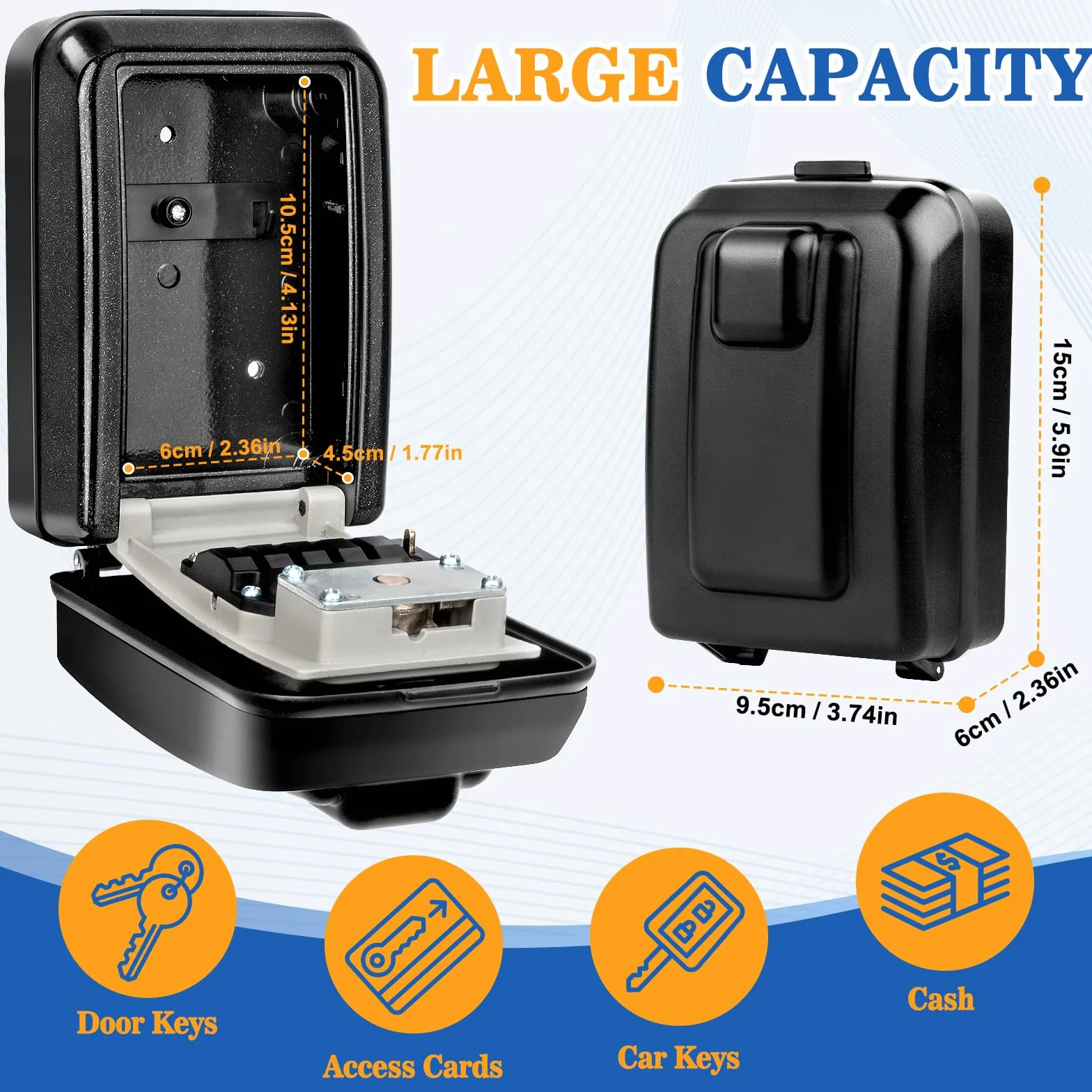 TEUEN Caja de Seguridad para Llaves, Gran Capacidad con Combinación para Exterior
