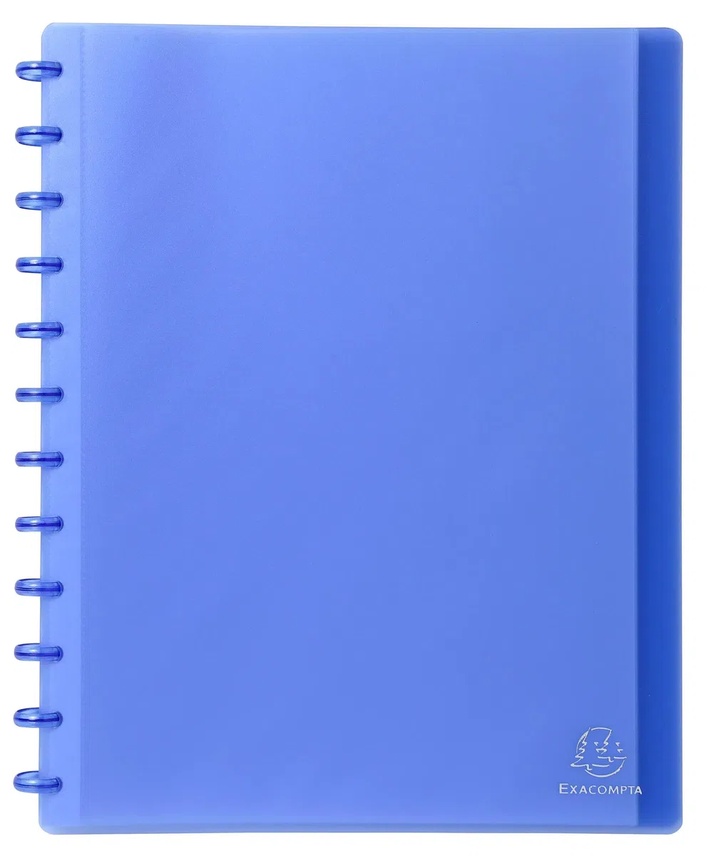 Exacompta - Ref. 86352E - Cartón de 4 protectores de documentos extraíbles con 30 fundas granuladas desmontables - 60 vistas - para A4 - Tamaño 24,5 x 31 cm - Tapa dura translúcida - color azul