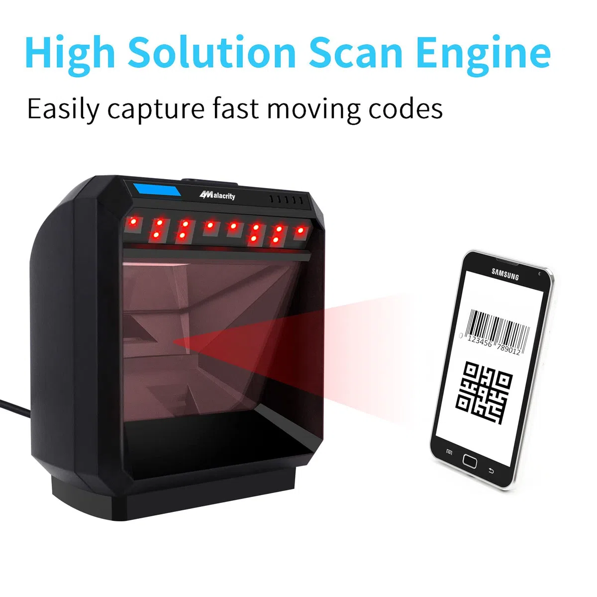 Alacrity escáner de código de Barras 2D automático, omnidireccional, Manos Libres, USB QR PDF417, Lector de código de Barras para escaneo de Pantalla de Ordenador de Pago móvil