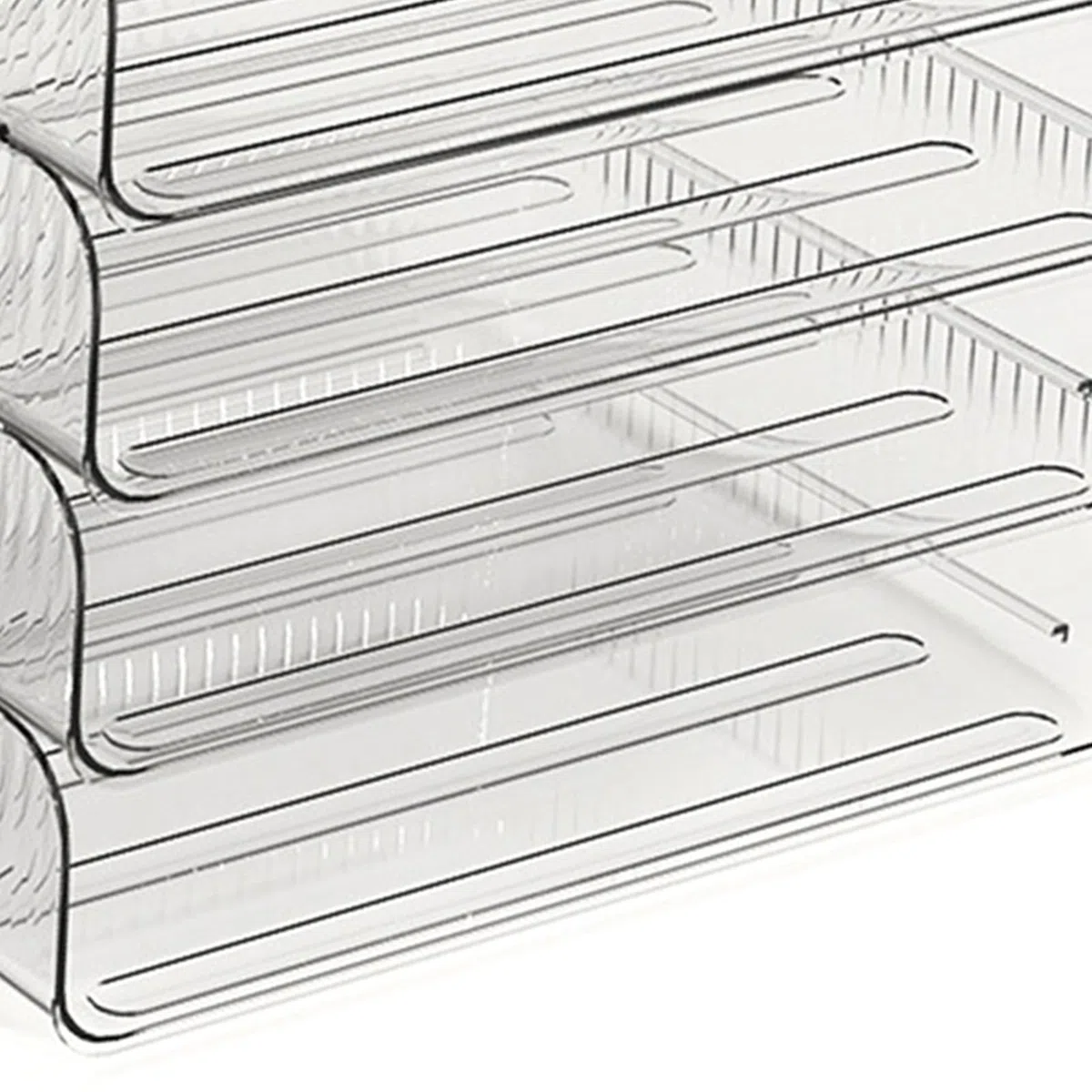 bandeja apilable para organizador de papel, diseño transparente, cuatro compartimentos, material plástico duradero, solución de almacenamiento flexible para