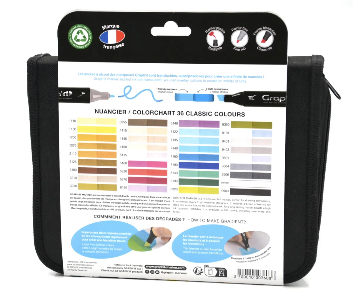 Graph'it GI00360 - Pack de 36 marcadores de doble punta