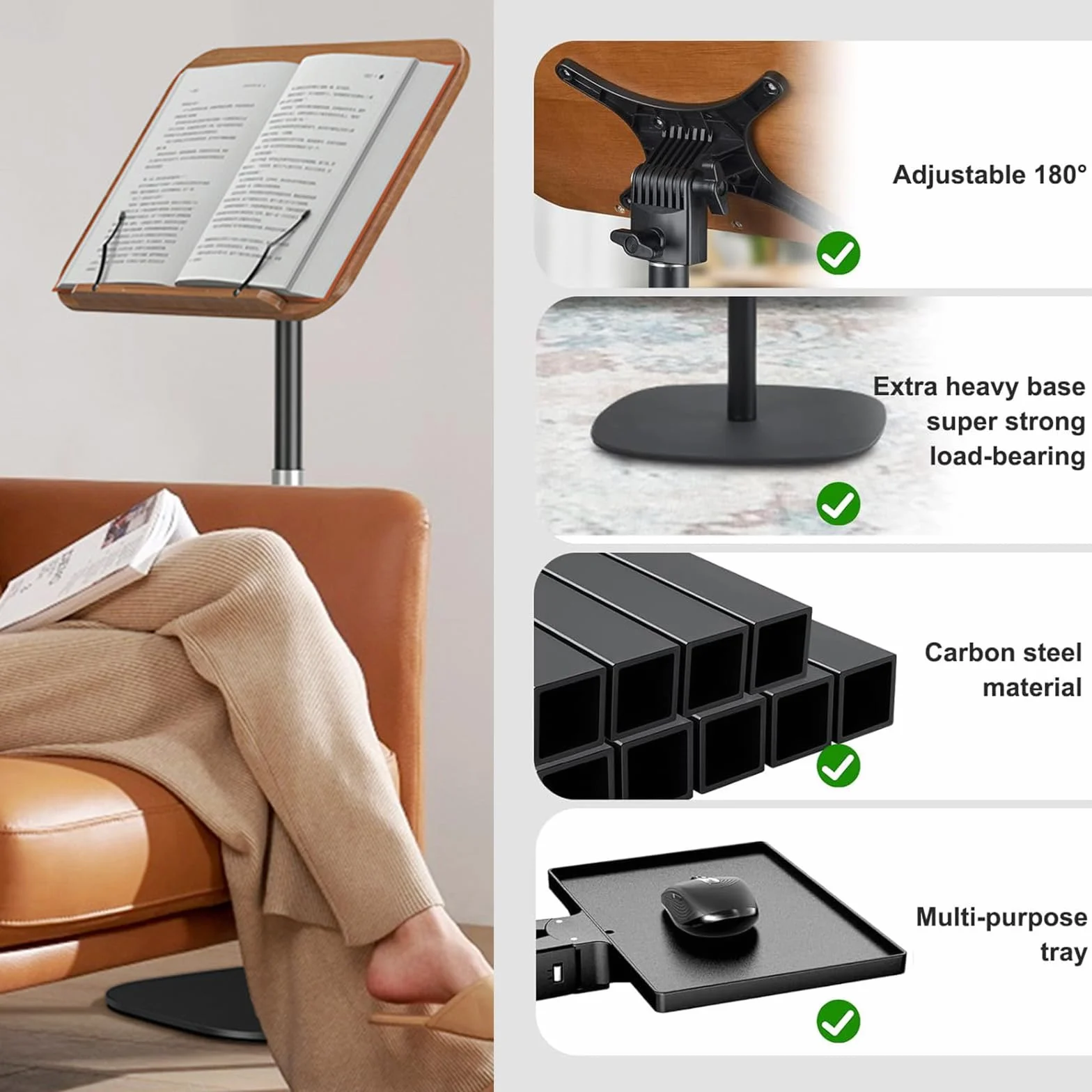 Atril de pie, soporte para libros ajustable, altura ajustable de 80 a 130 cm, mesa portátil para ordenador, soporte para partituras móvil, mesa de proyector, soporte de podio portátil para escuela