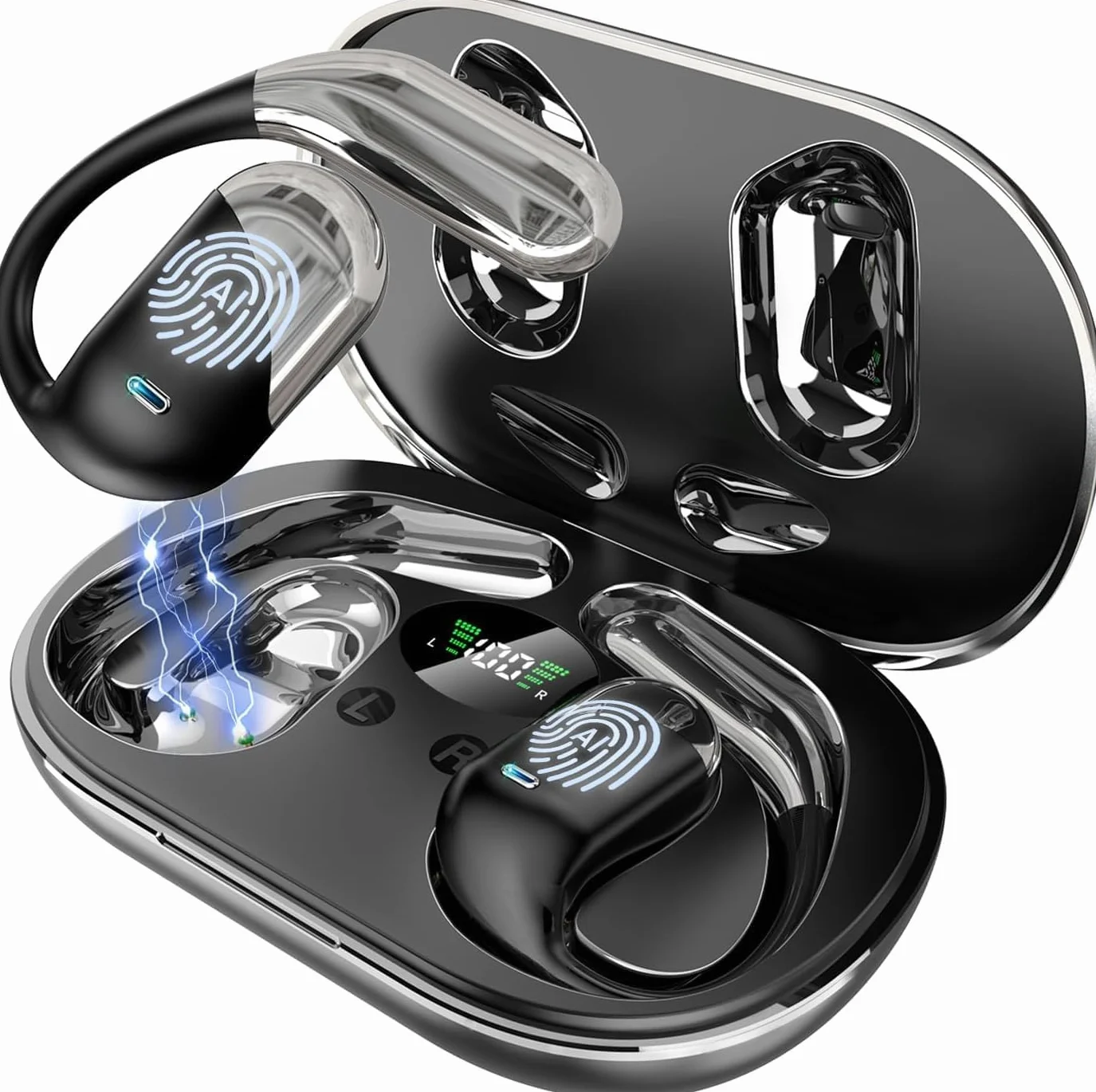 Paekole Auriculares Traductor en Tiempo Real con IA, Traductor Instantáneo de Voz en 144 Idiomas y Acentos, Auriculares Traductores Inalámbricos Abiertos 3 en 1 con Estuche de Carga
