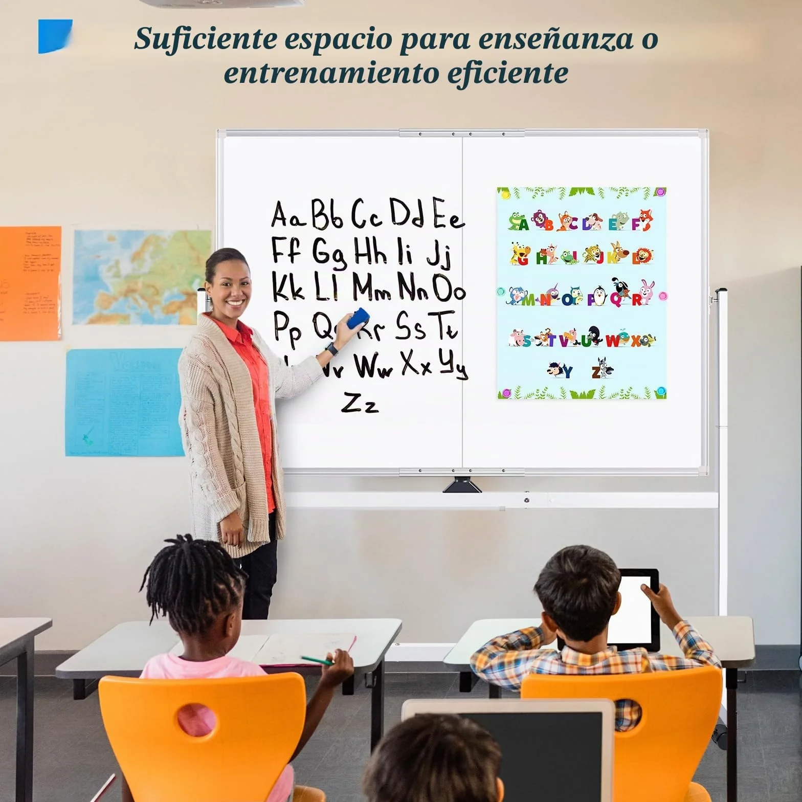 Maxtek Pizarra Blanca con Ruedas 120x90 cm Doble Cara Marco Aluminio Magnética Móvil