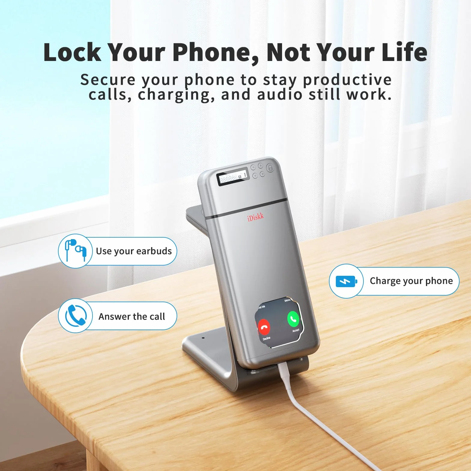 iDiskk Caja de bloqueo de metal, caja de bloqueo para teléfono con temporizador para ayudar a niños, estudiantes, adultos, autocontrol, almacenamiento portátil para teléfono inteligente, para Sumsung