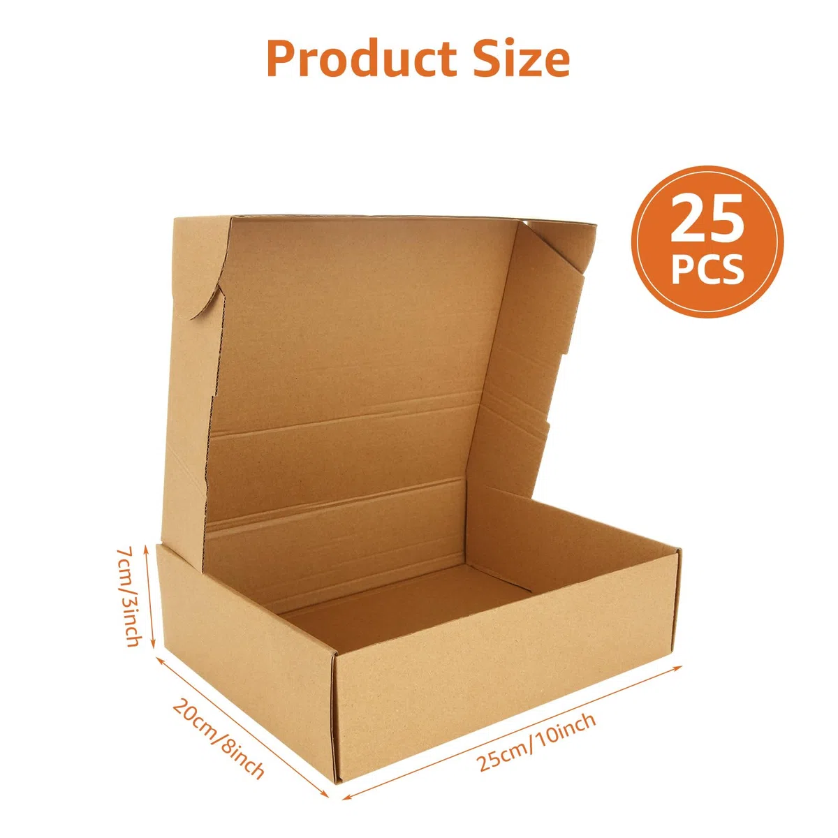 AKOLAFE 25 cajas postales, cajas de cartón corrugado de 25 x 20 x 7 cm para envío, cajas de envío para embalaje de pequeñas empresas, envío, correo y paquetes