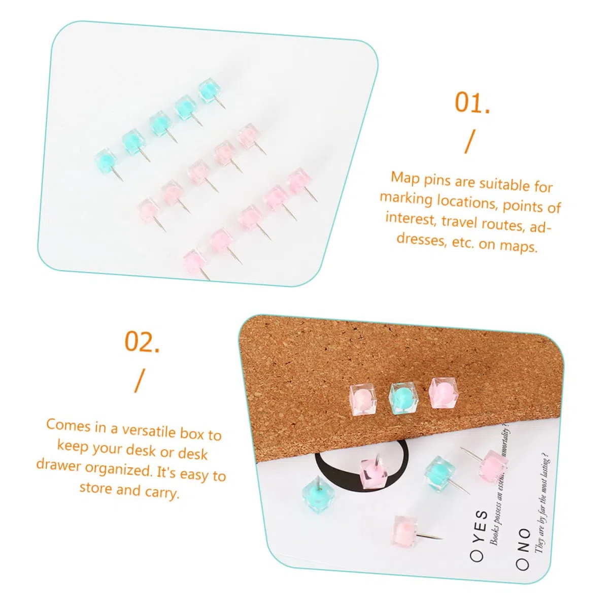VILLCASE 200piezas Chinchetas De Color Candy Push para Pared De Tablero De Mensajes para y Escuela
