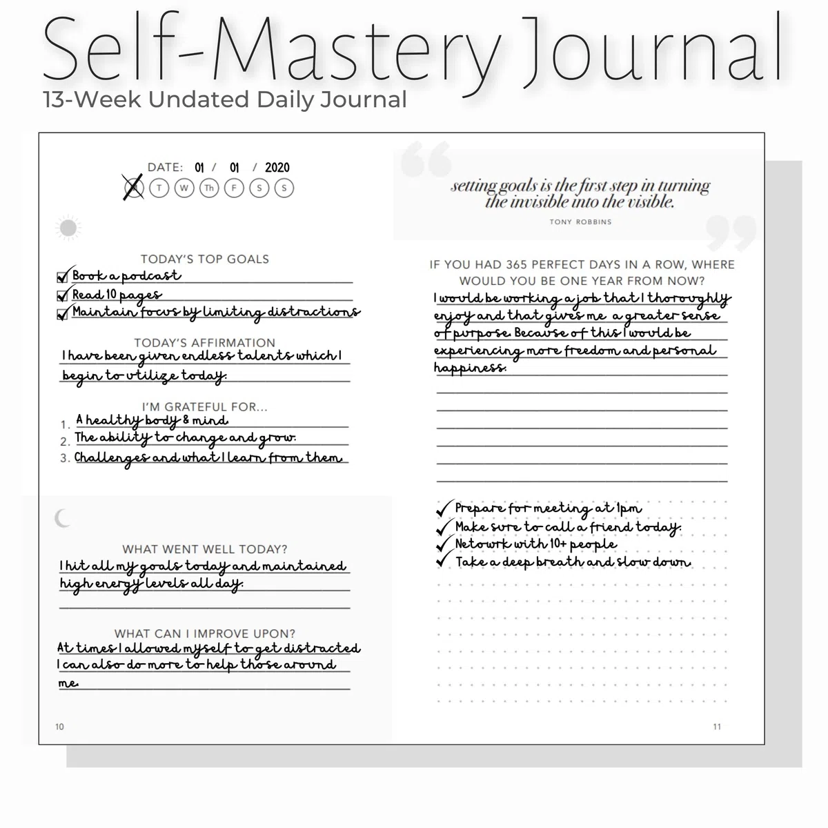 Diario de autodominio para hombres – Diario diario de productividad para felicidad, gratitud, atención plena, cuidado personal y reflexión – Diario de objetivos/guiado para hombres y mujeres – Diario