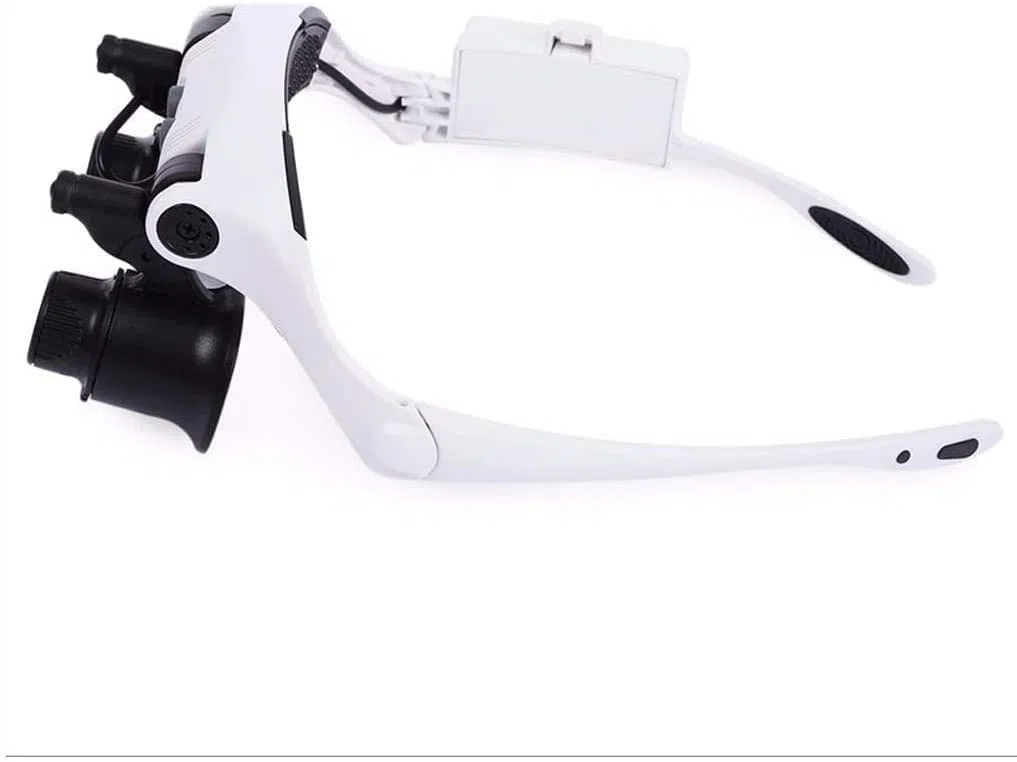 Lupa De Diadema Manos Libres HD con Luz Led - Zoom De 10X A 25X con 4 Lentes Desmontables - Lupa De Cabeza con Luz para Lectura, Lupa para Joyería, Reloj, Etc.