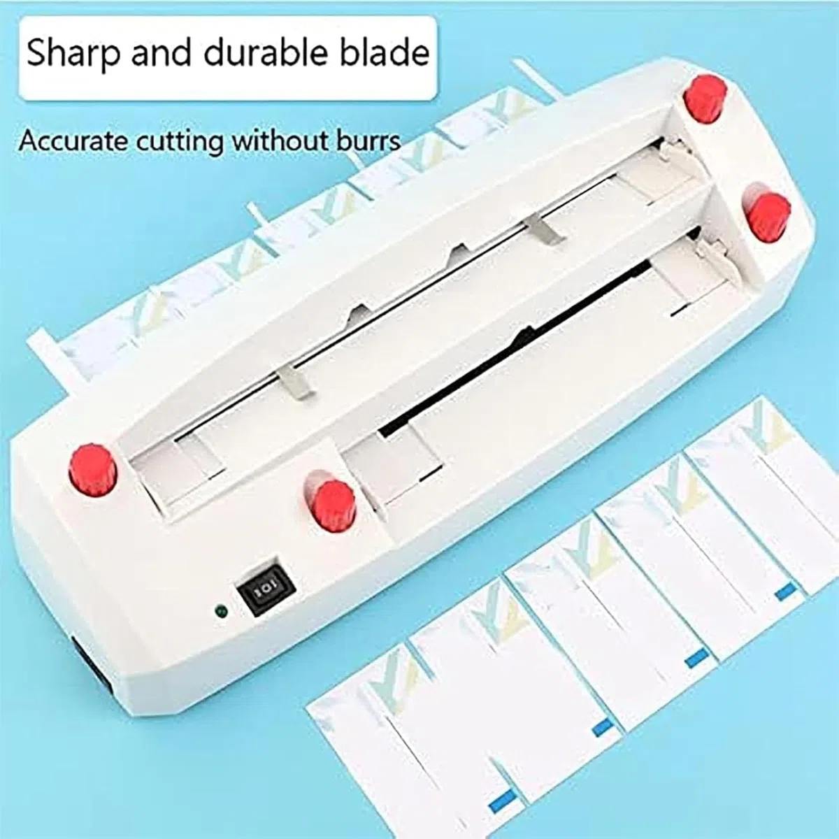 Cortador de papel eléctrico, cortador eléctrico de tarjetas de visita con sistema de 9 hojas, placa de posicionamiento ajustable de 1 a 18 mm, cortador de papel para papel (195-212) x 297 mm, para