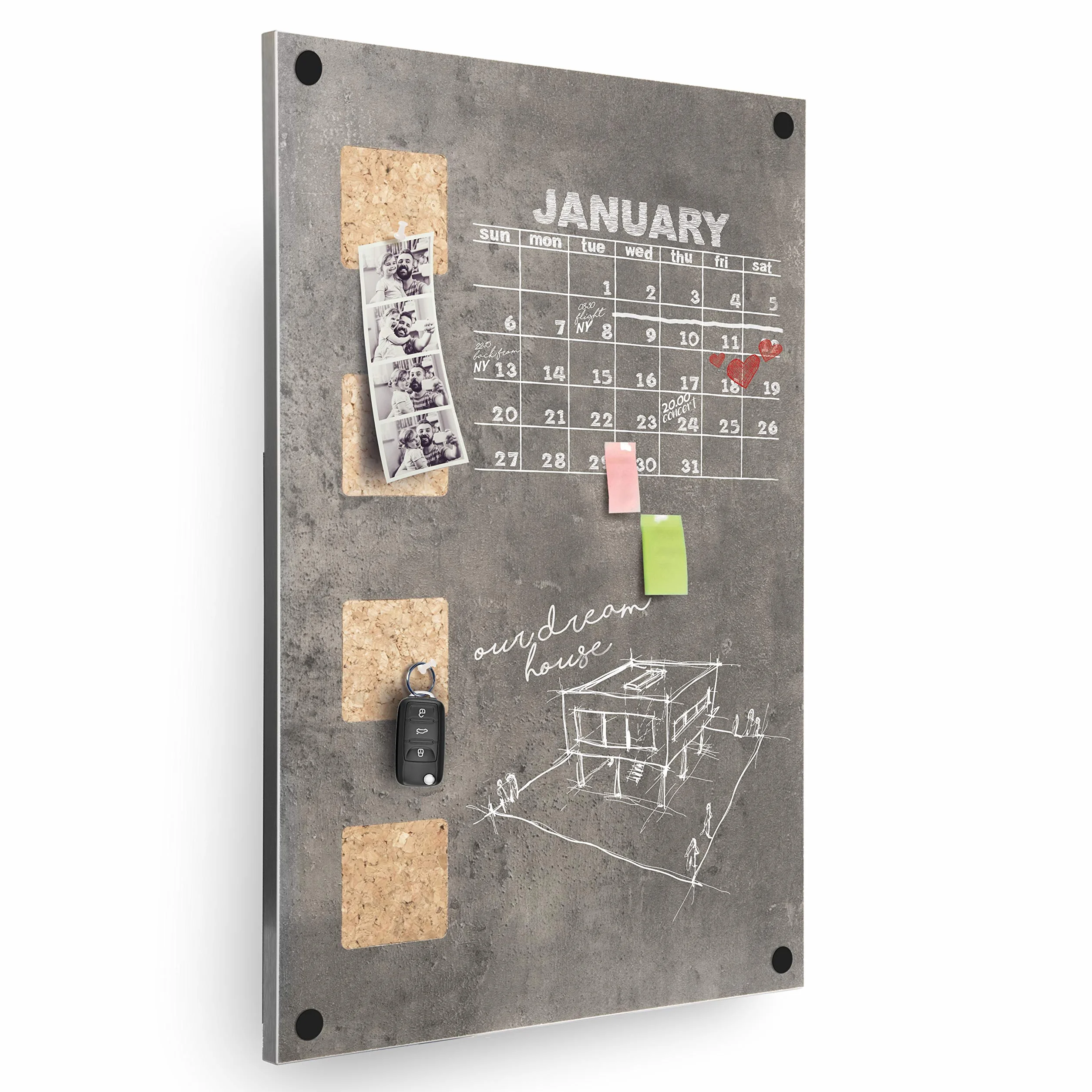 Securit Tablero de Corcho Pizarra Superficie Escritura 58x38x1.3 cm Gris Concrete Grey
