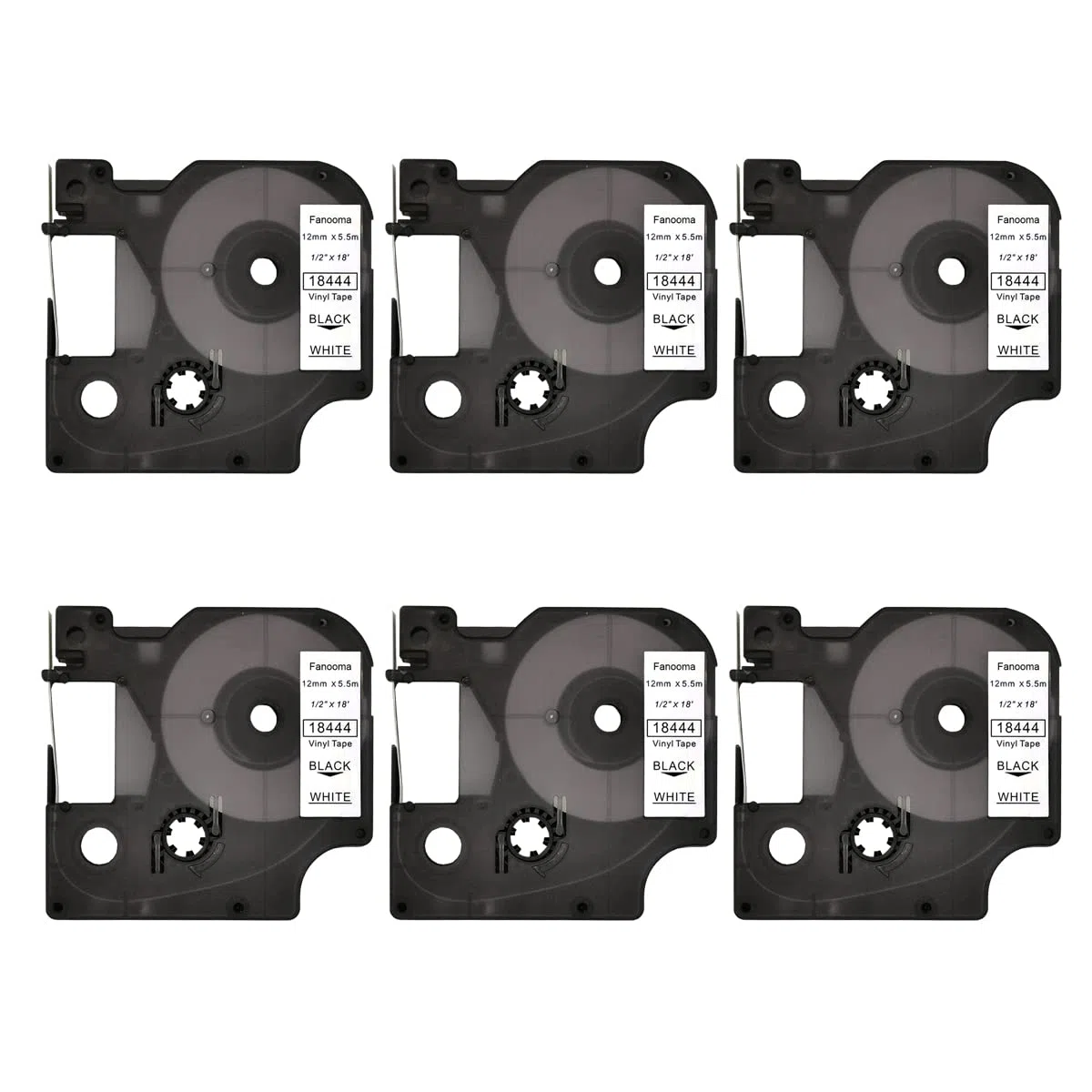 Cinta de etiqueta industrial compatible para DYMO Rhino 4200 5000 5200 6000 etiquetadoras industriales, recambios permanentes industriales, impresión negra sobre blanco, 12 x 18 pies,