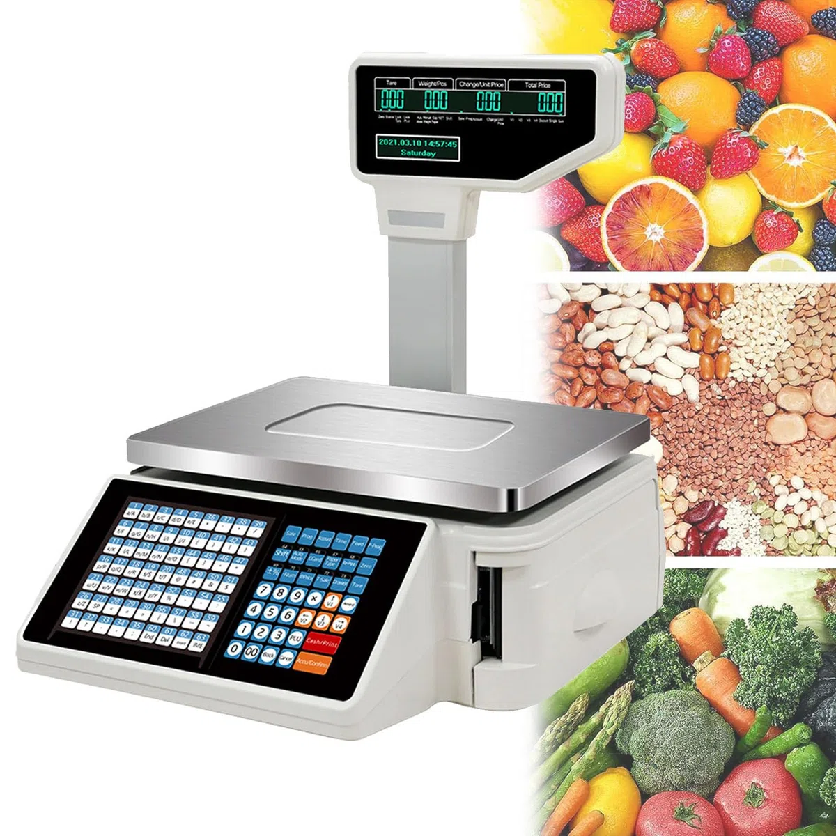 Balanza Digital para impresión de Etiquetas de Precios con Impresora térmica de Etiquetas, balanza Digital Comercial para Tienda minorista de Alimentos, balanza, supermercado, balanzas,A