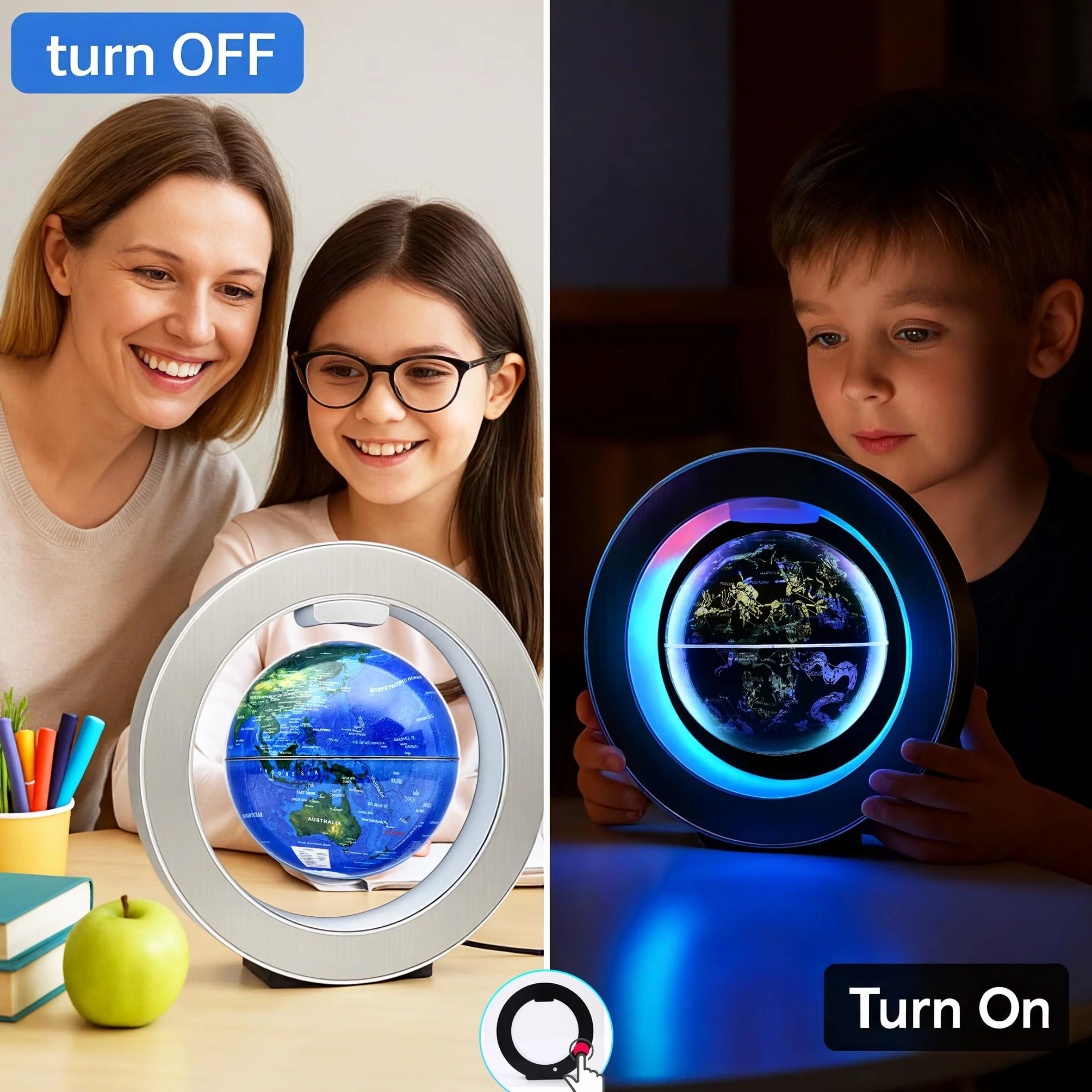 Globo Flotante de Levitación Magnética 4" con Constelaciones LED, Giratorio para Niños, Decoración de Oficina y Regalo Único para Hombres o Presente Tecnológico de Cumpleaños para Adolescentes