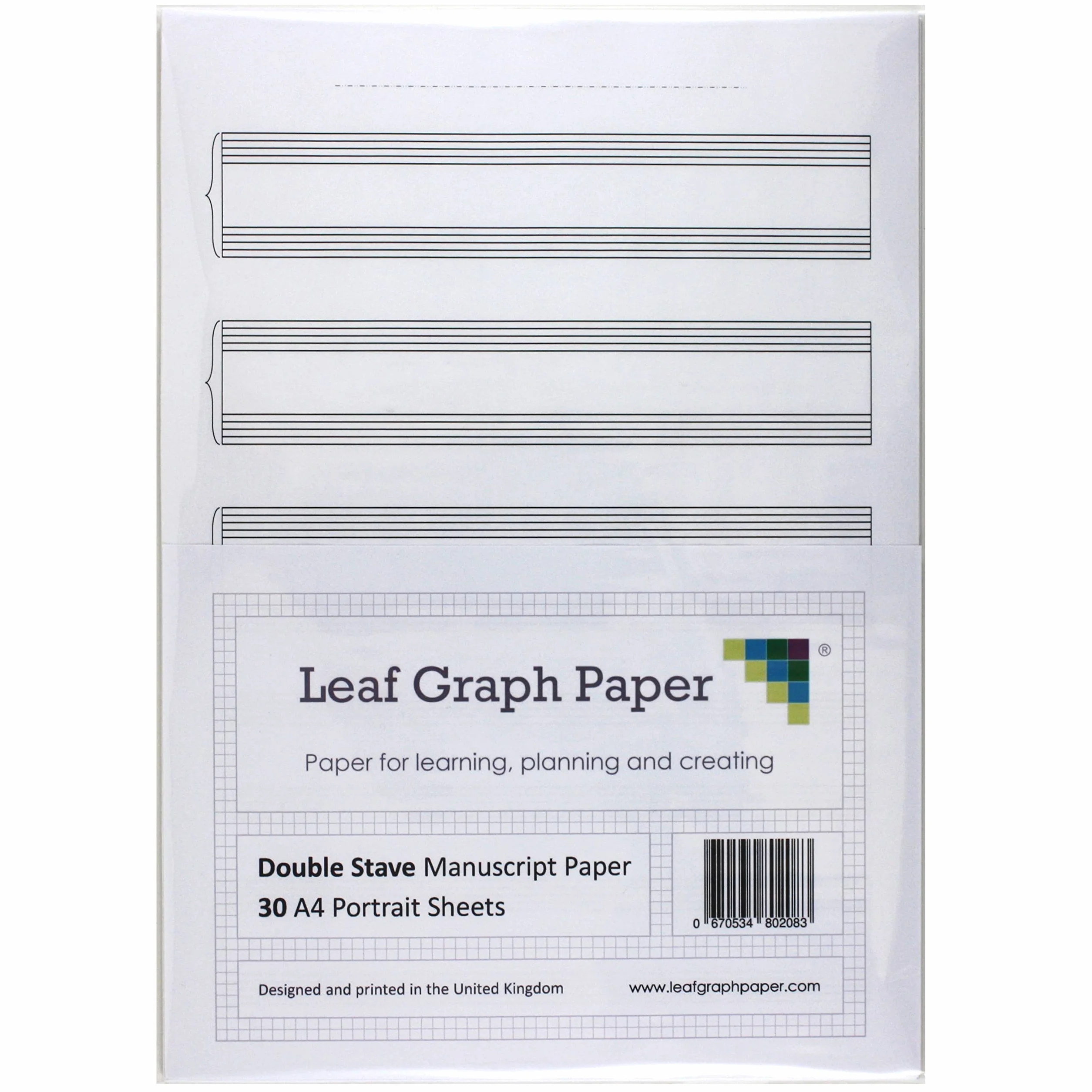 A4 música Manuscript Paper Pack – doble pentagrama Personal – 30 hojas sueltas hojas