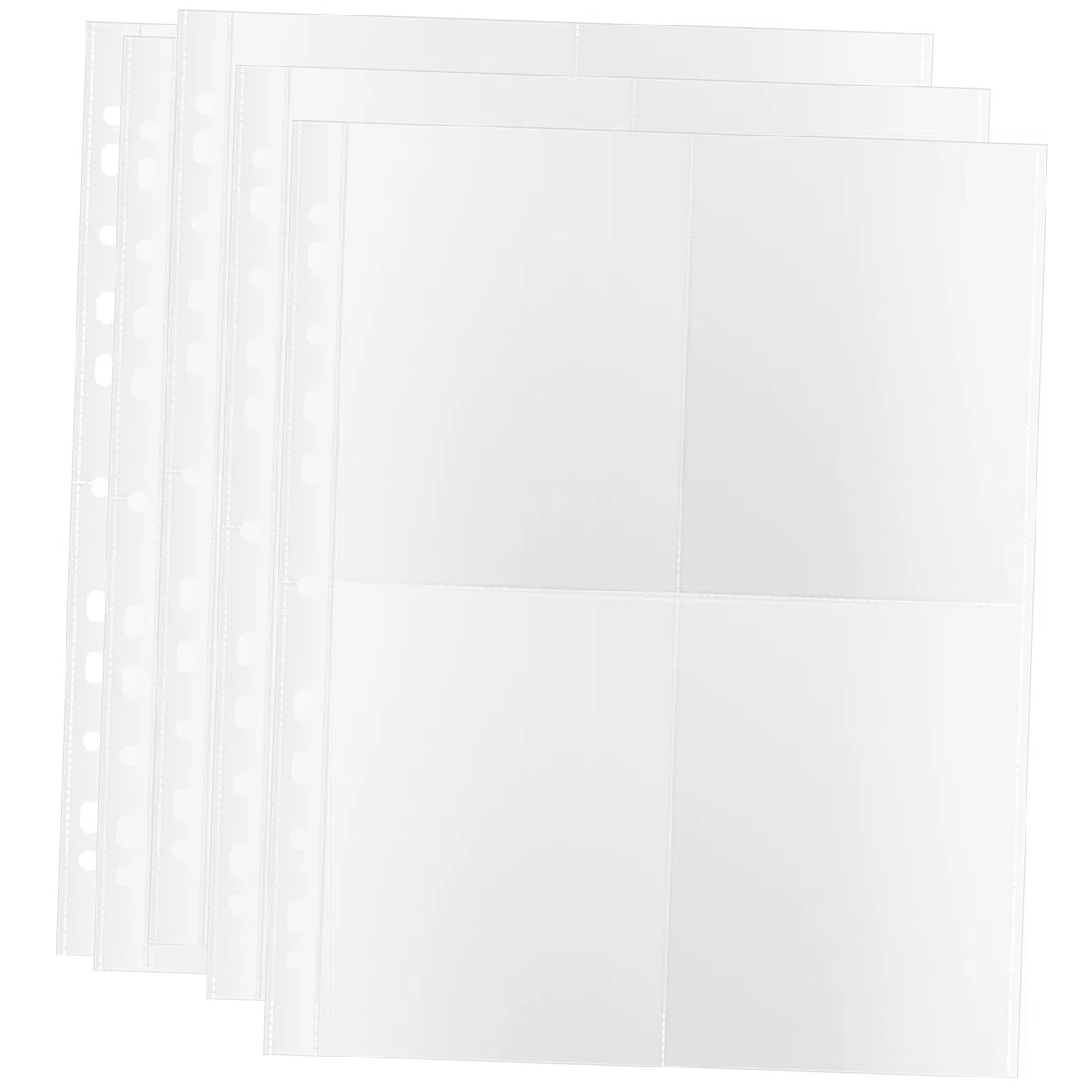 SINJEUN 150 Fundas Transparentes para Tarjetas Postales A4, 4 Compartimentos 10.5x15.3cm, para Álbum de Fotos y Carpetas de Anillas 2/3/4/7/11