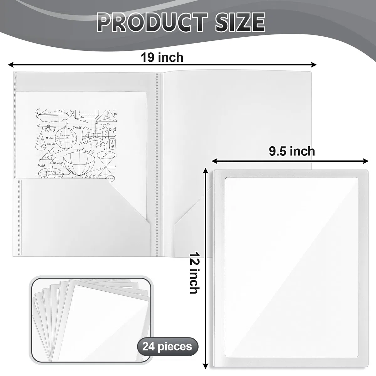 Teling 24 carpetas de plástico con bolsillo frontal transparente y soporte para tarjetas de visita, 2 bolsillos, carpetas de papel resistentes de plástico tamaño carta para suministros de oficina de
