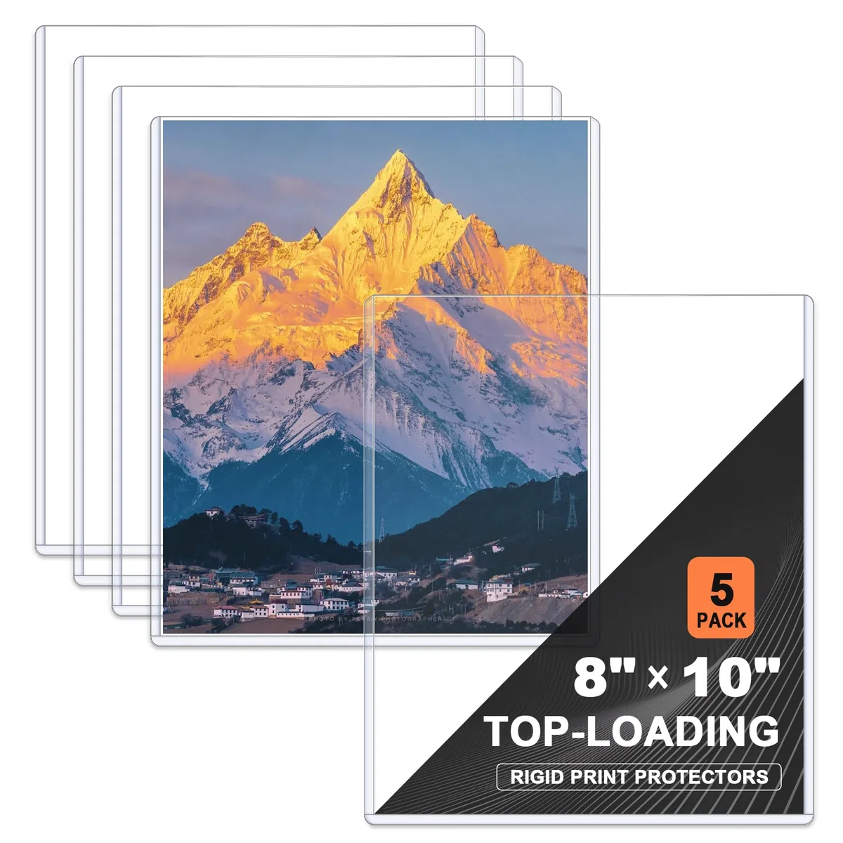 Ndsox Paquete de 5 protectores de impresión rígidos de plástico duro transparente de 8 x 10 pulgadas, carga superior para fotografías, papeles fotográficos, carteles, impresiones, certificados de