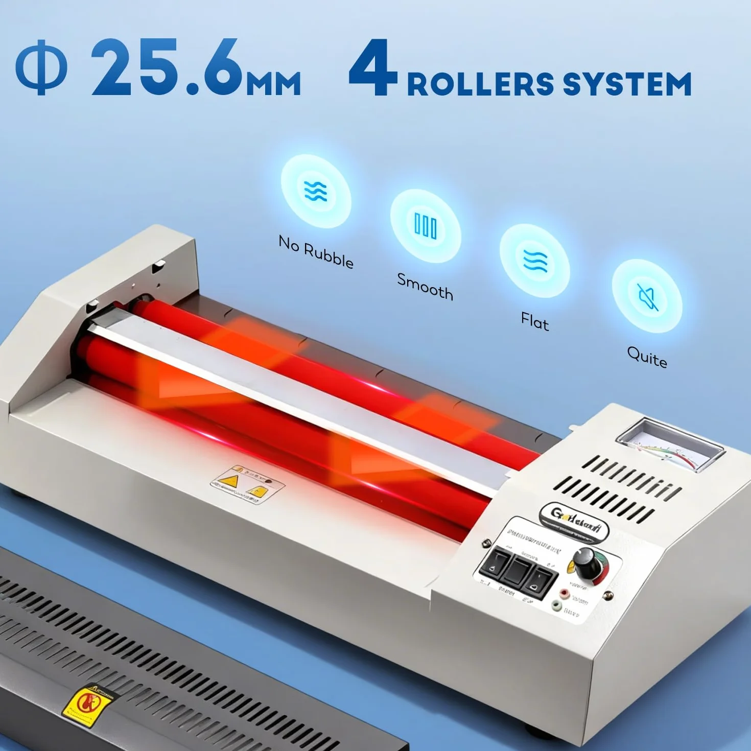 CGOLDENWALL A3 Plastificadora 68-250 Micras, Máquina Laminadora de 4 Rodillos para Laminación Térmica/en Frío, Calentamiento Rápido, Antiatascos, con Kit de Inicio (3 Tipos de Fundas Incluido)
