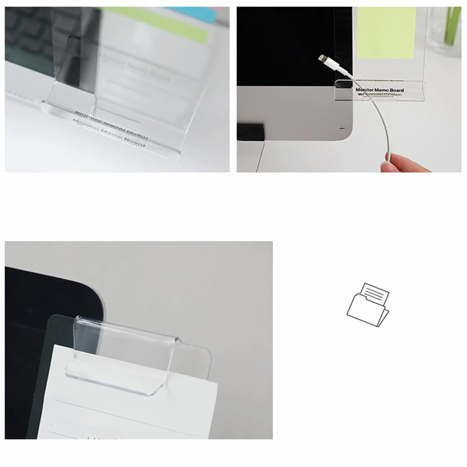 Porta Notas Para Monitor | Panel Lateral Acrílico Transparente Para Computadora | Organizador Adhesivo De Mensajes Para Escritorio Con Montaje Lateral Y Accesorios De Oficina Para Teléfono Y