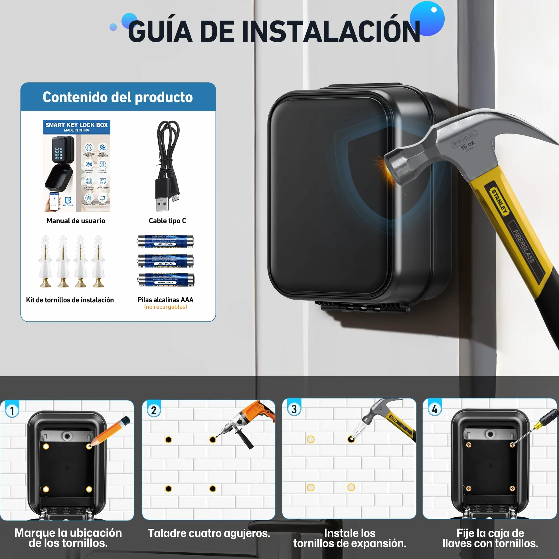 Caja de Seguridad para Llaves - TTlock Smart Lock Box Bluetooth Antirrobo [Impermeable IP65 & Acceso de Gestión Avanzada] Exterior Caja Fuerte Llaves Combinacion Caja Llave Seguridad