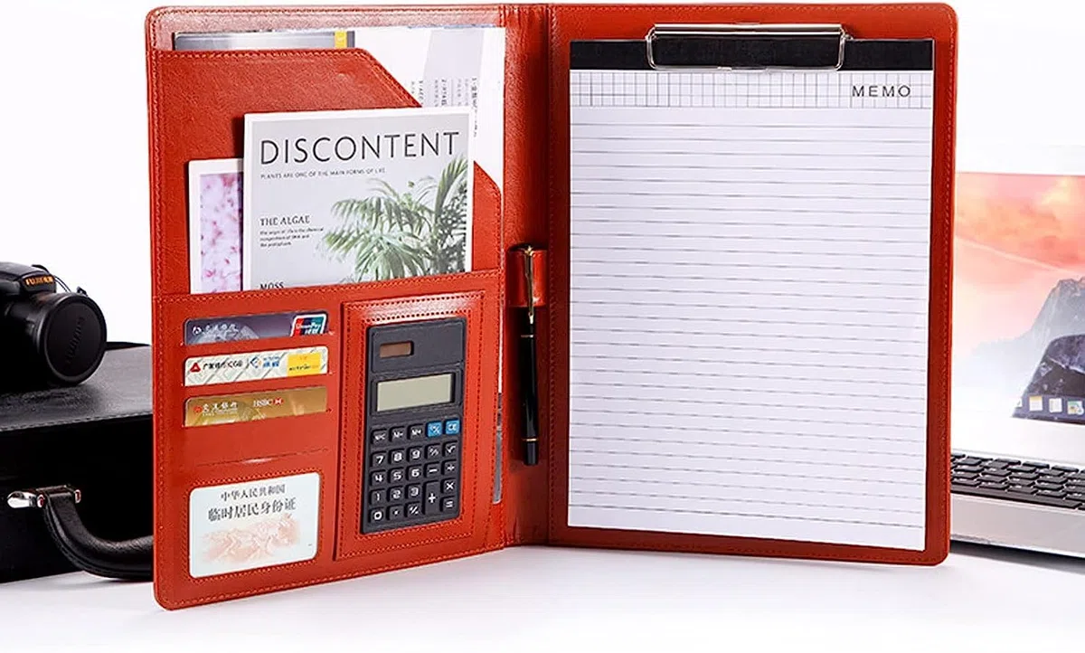 carpeta, archivos ejecutivos, Bloc de notas A4 for reuniones, organizador do(Svart)