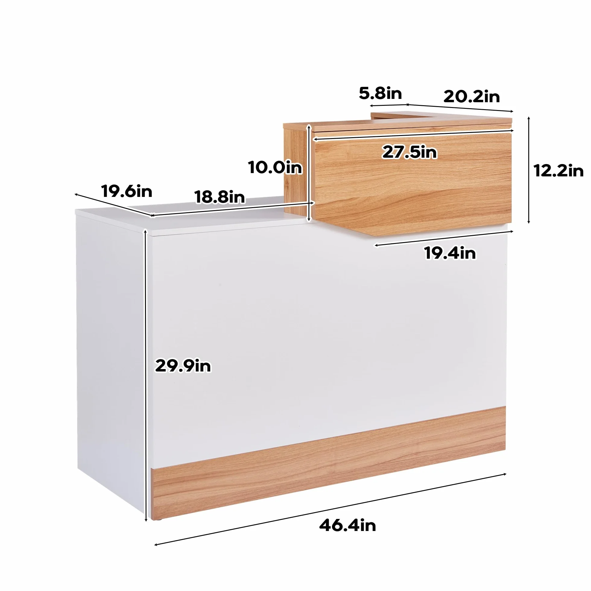 Mostrador de Recepción Moderno 120 cm Madera Escritorio Profesional con Organizador de Cables
