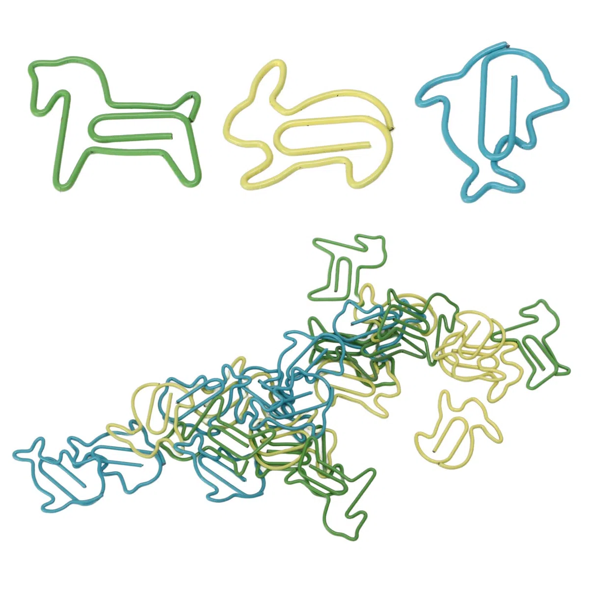 Yctze Clips de Papel, Clips de Papel de Metal, Mini Innovador Combo de Delfín de Conejo, Pequeños de Metal para Papeleo, Oficina, Escuela, 32 Cajas, 3 Colores